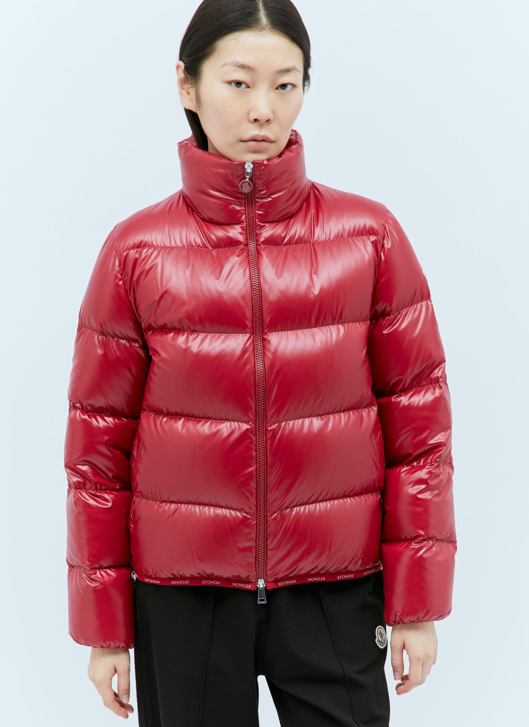 Moncler Abbadia Short Down Jacket In Red