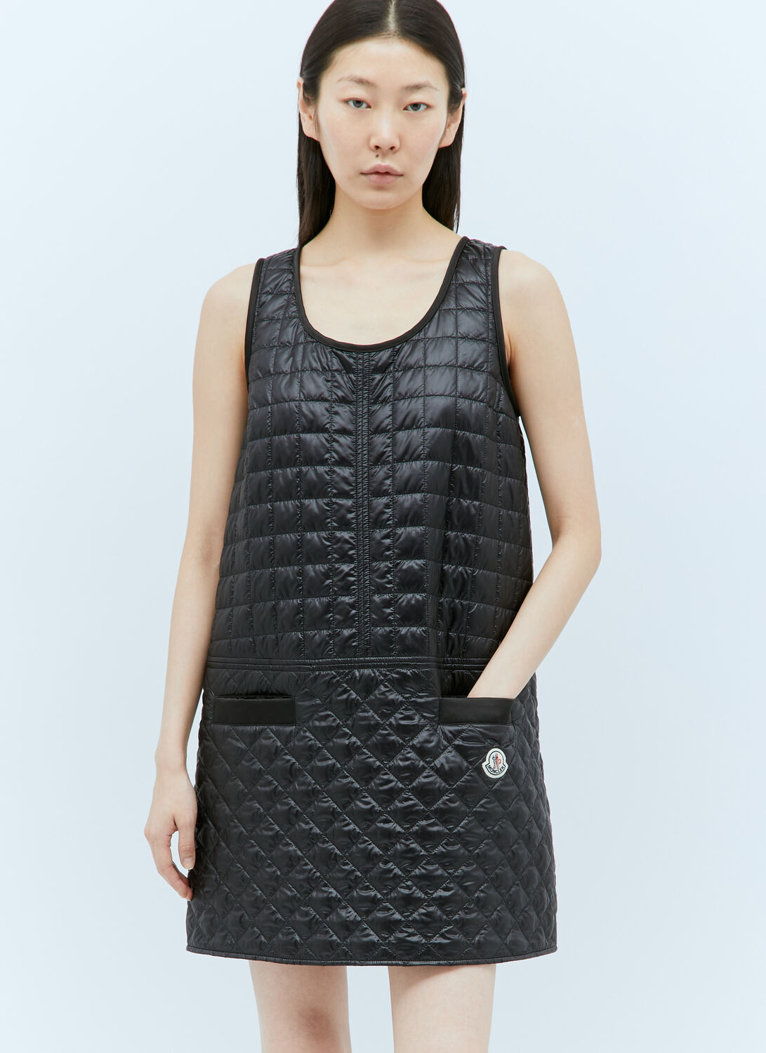 Moncler Quilted Mini Dress In Black