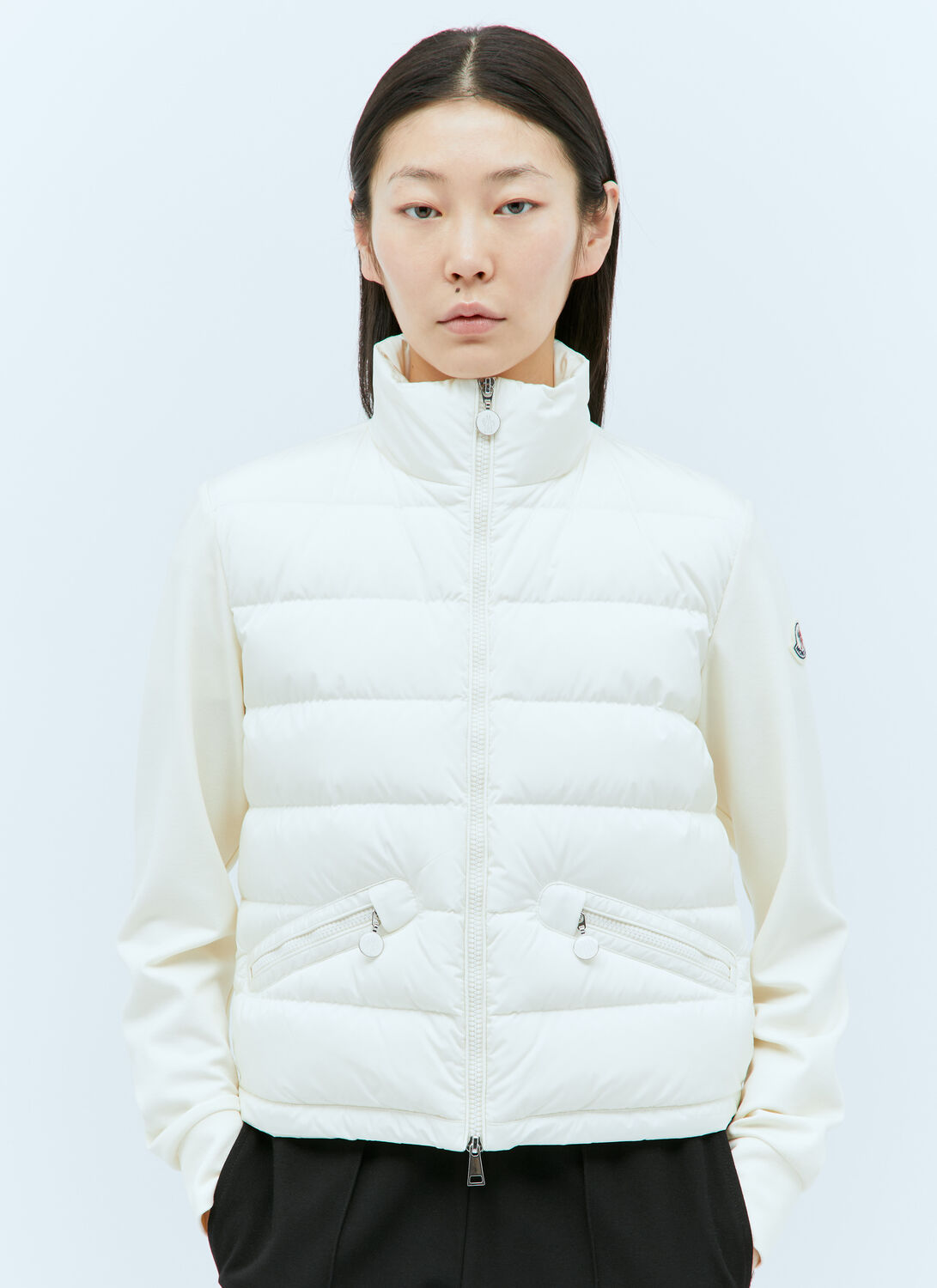 Moncler Padded Zip-up Cardigan In White