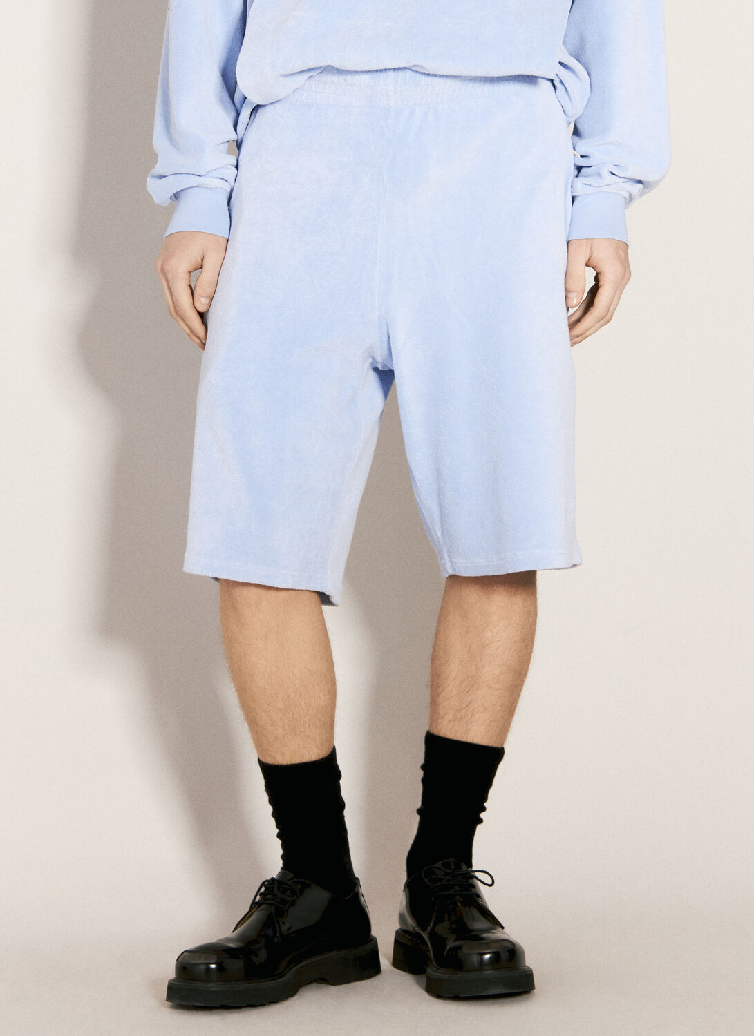 Shop Martine Rose Terry Cloth Shorts In Blue