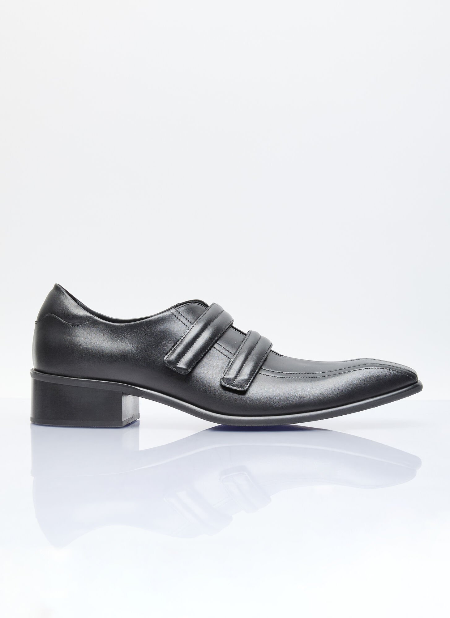 Shop Martine Rose Exaggerated Toe Leather Shoes In Black