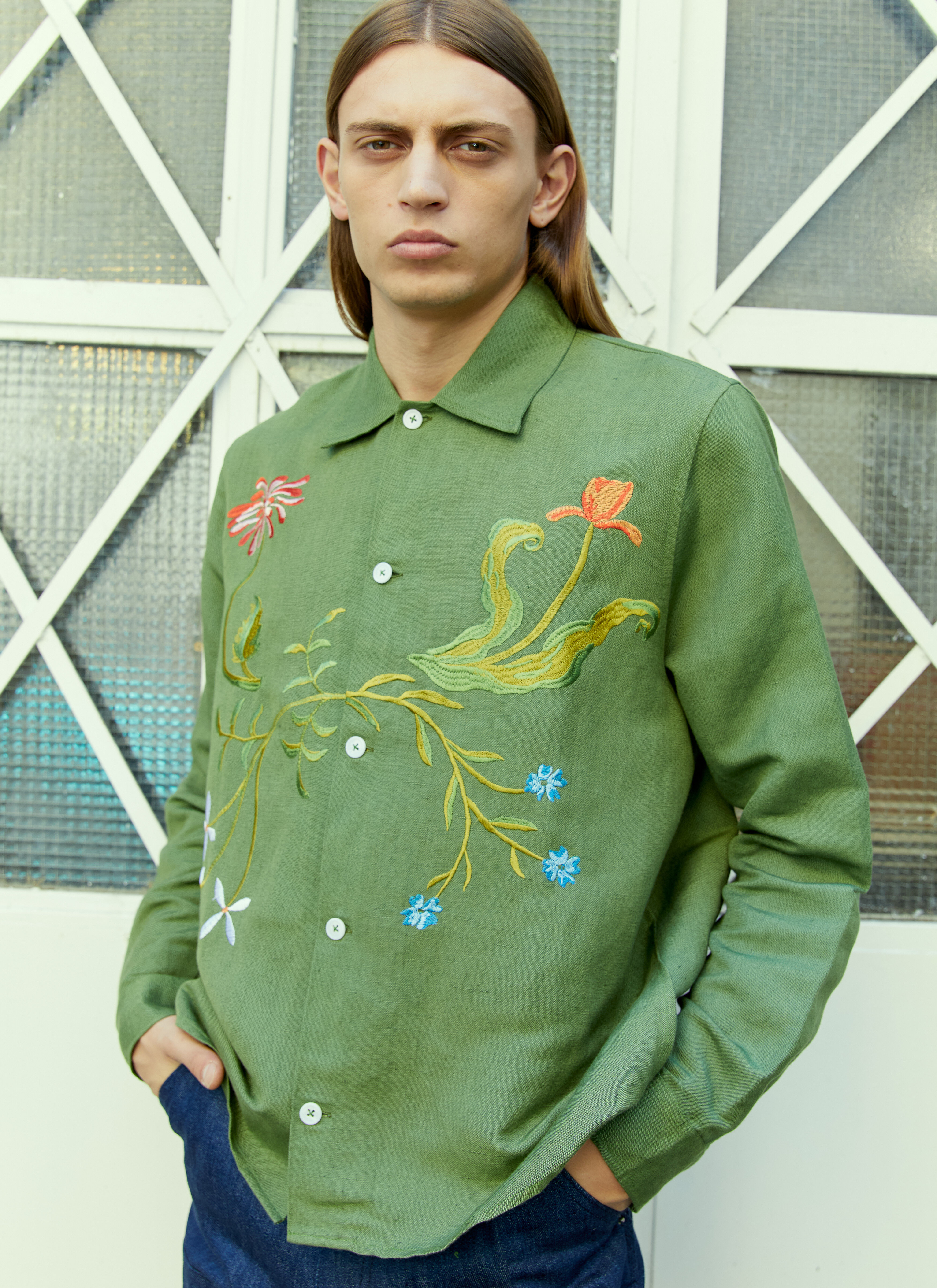 Sky High Farm Workwear Garden Embroidery Shirt In Green | ModeSens