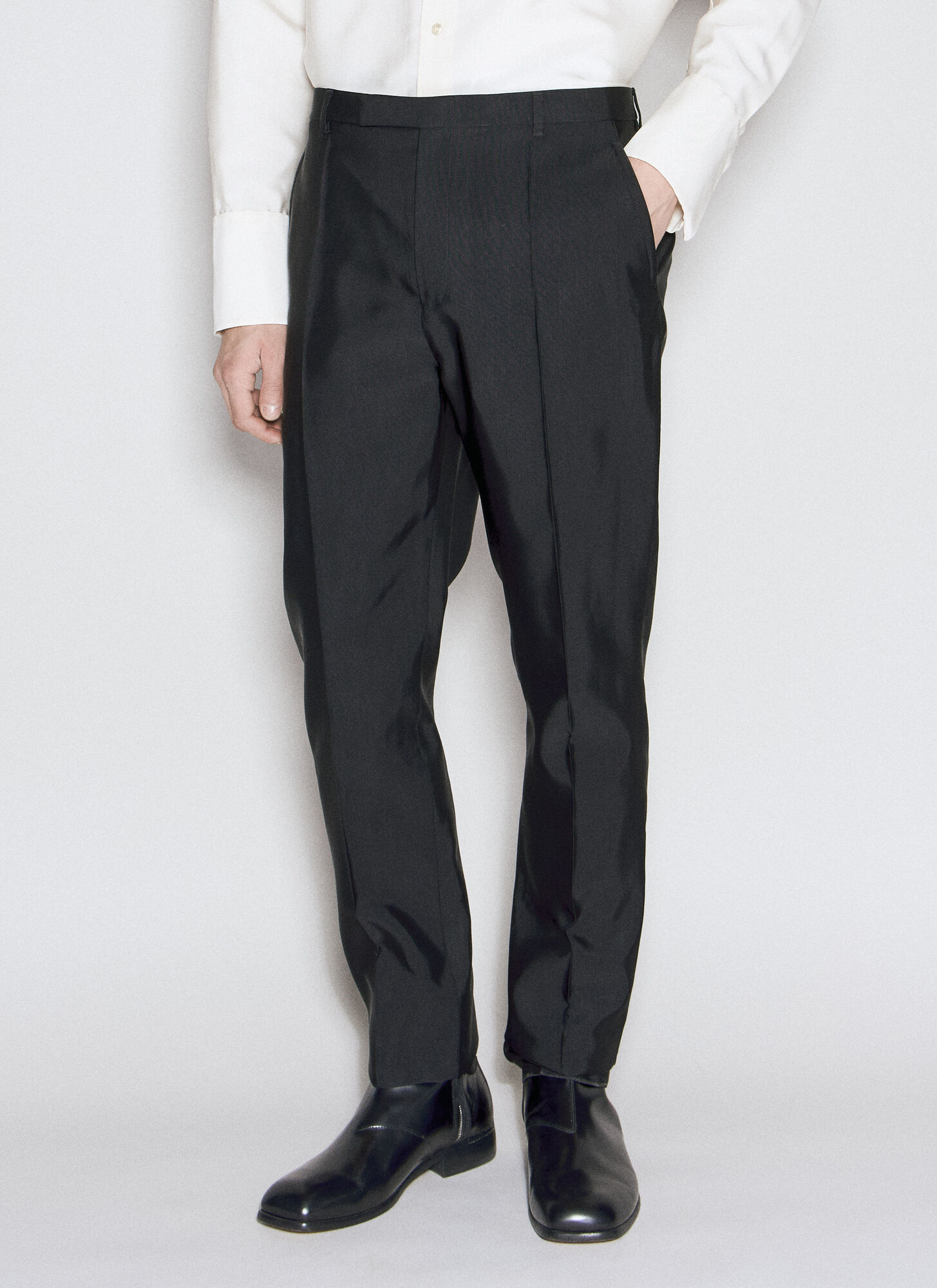 Saint Laurent High-waisted Faille Trousers In Black