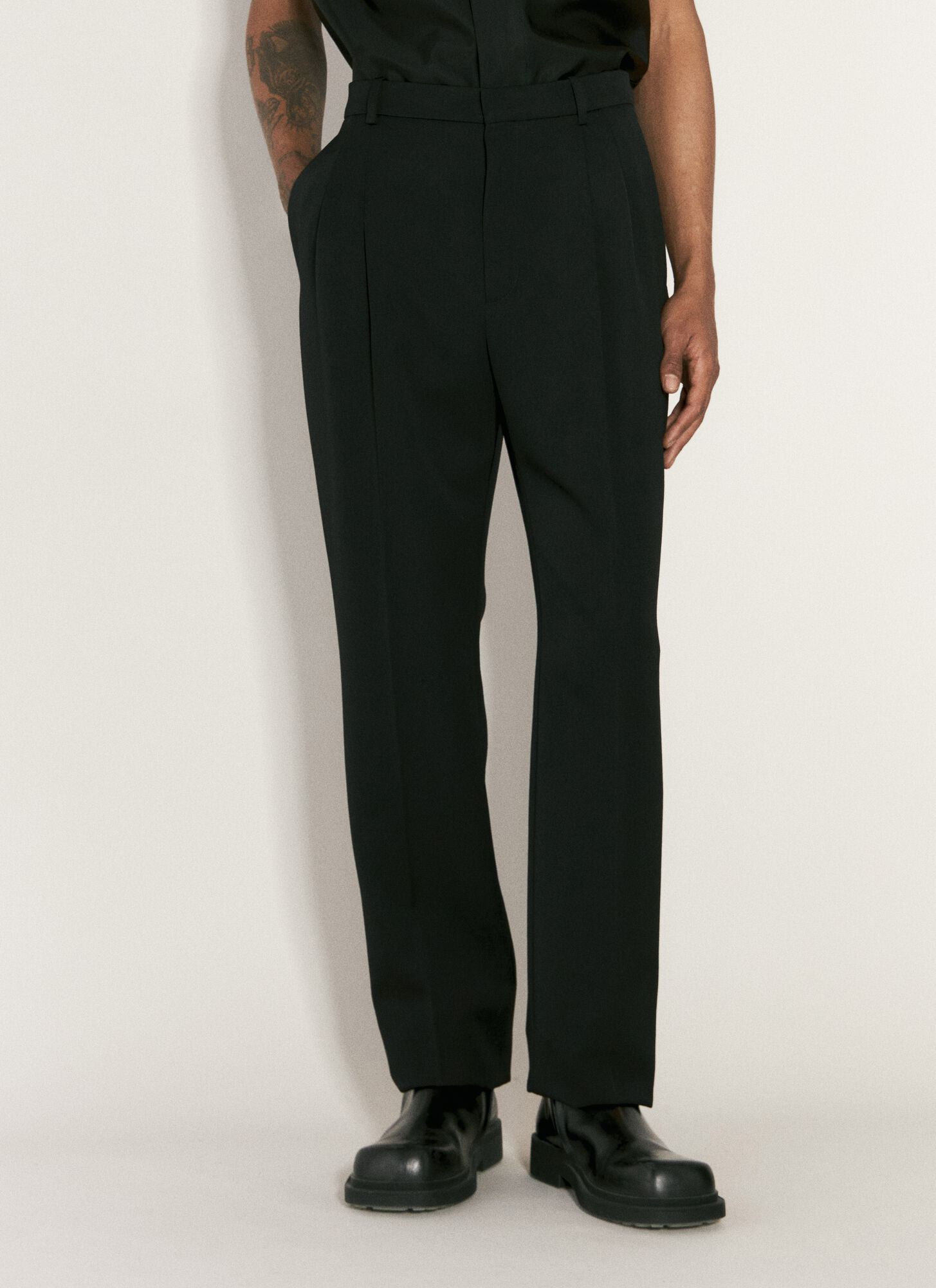 Shop Saint Laurent High-waisted Tailored Pants In Black