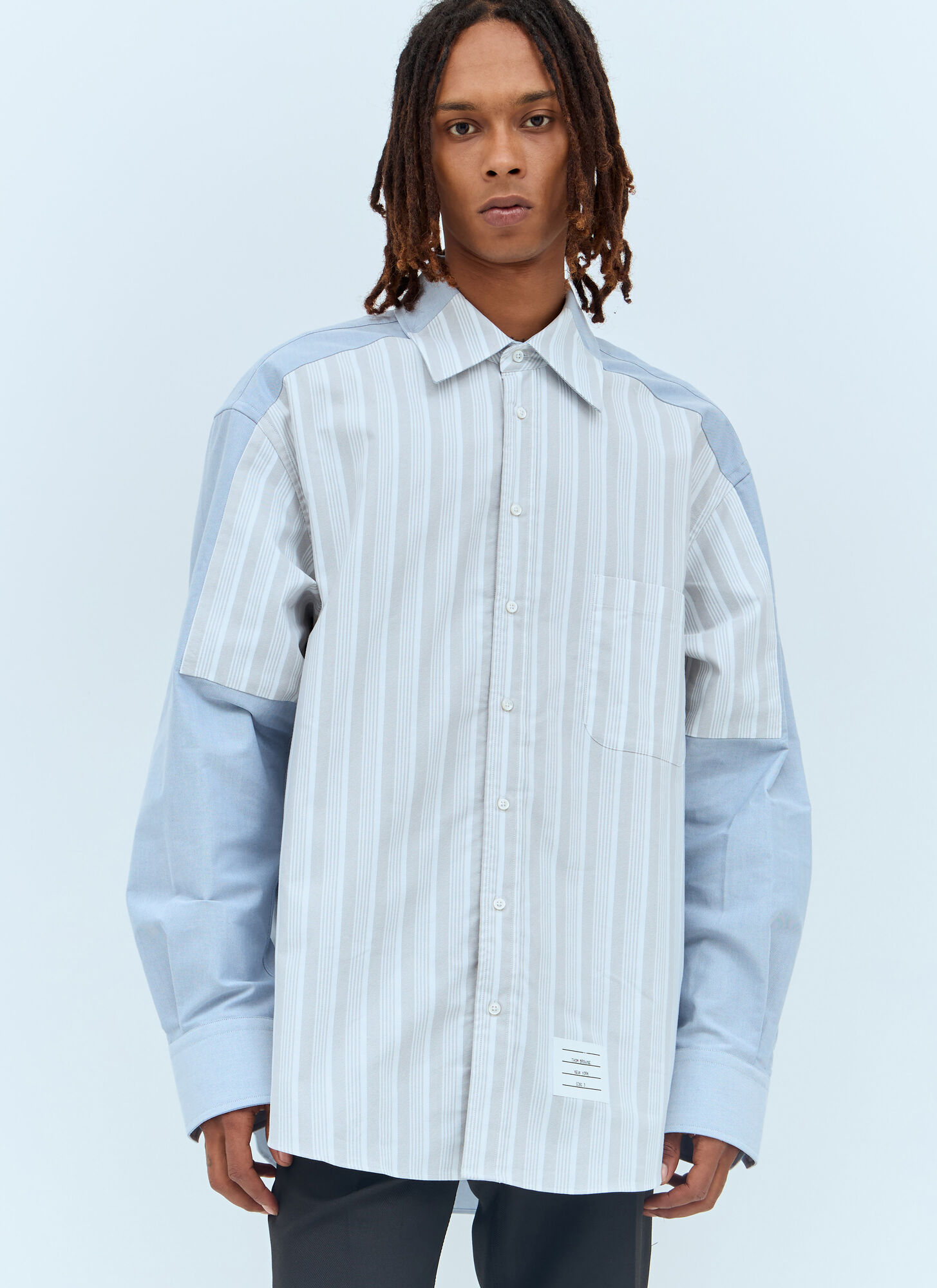Thom Browne Oversized Striped Shirt In Grey
