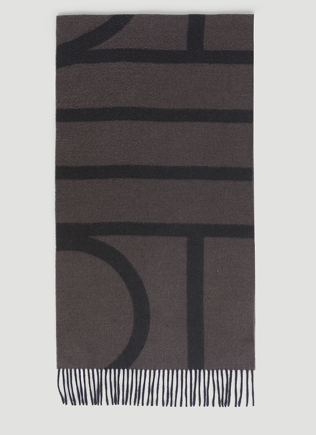 Swedish Toteme Monogram Jacquard Tassel Wool Scarf From