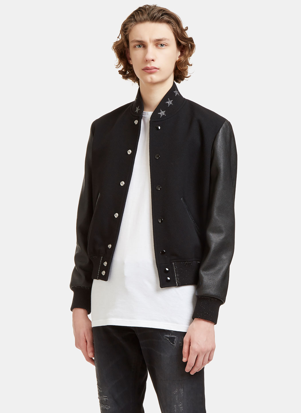 Saint laurent sale studded bomber jacket