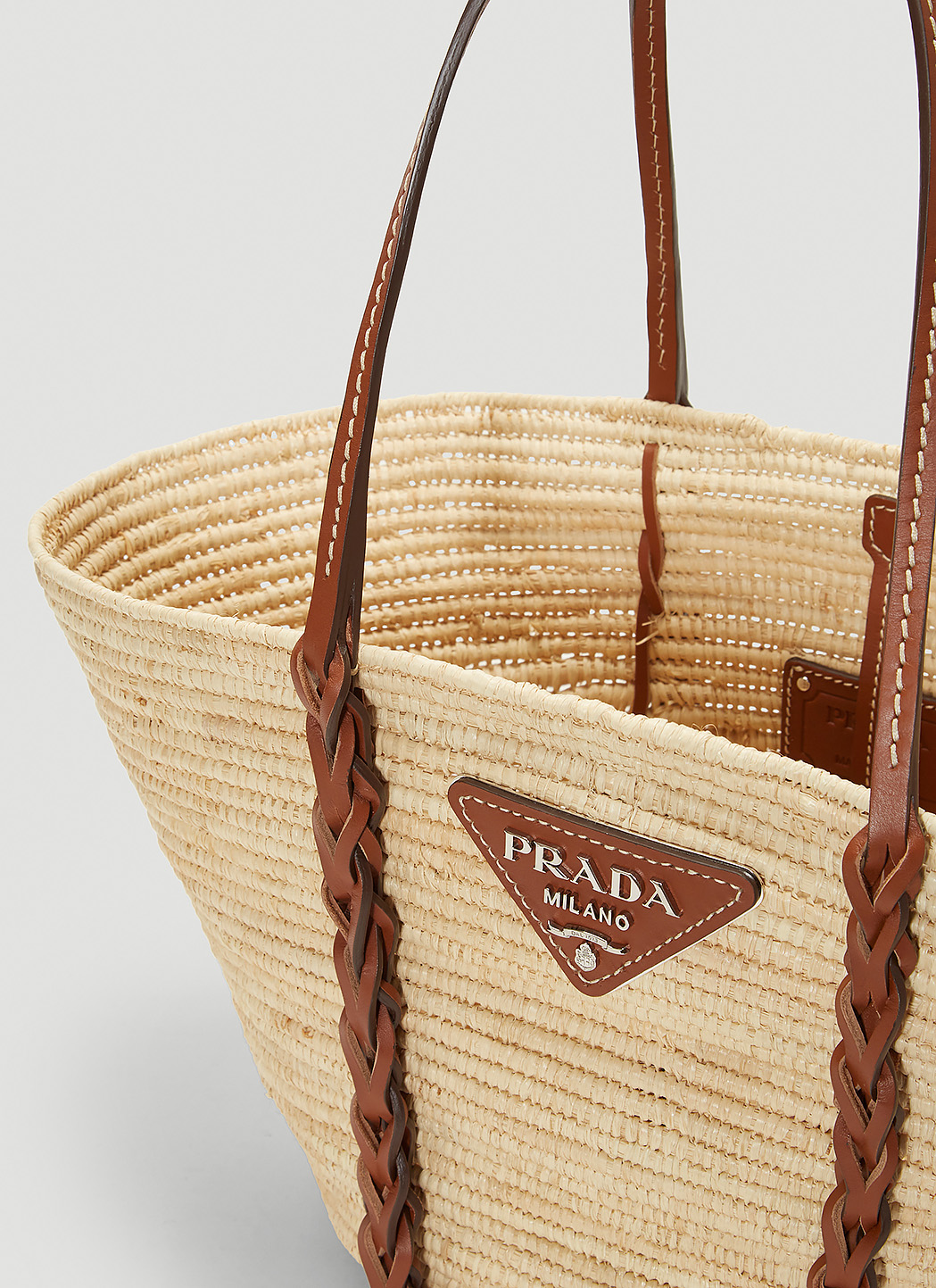 Prada Women's Straw Tote Bag in Beige | LN-CC