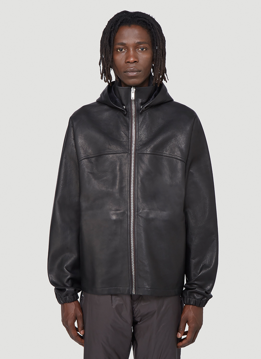 BALENCIAGA Logo-Embroidered Leather Track Jacket for Men