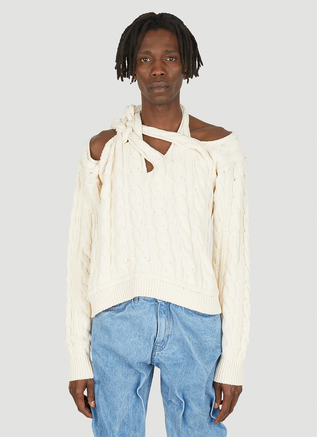 Y/Project Men's Braided Neck Sweater in Beige | LN-CC®