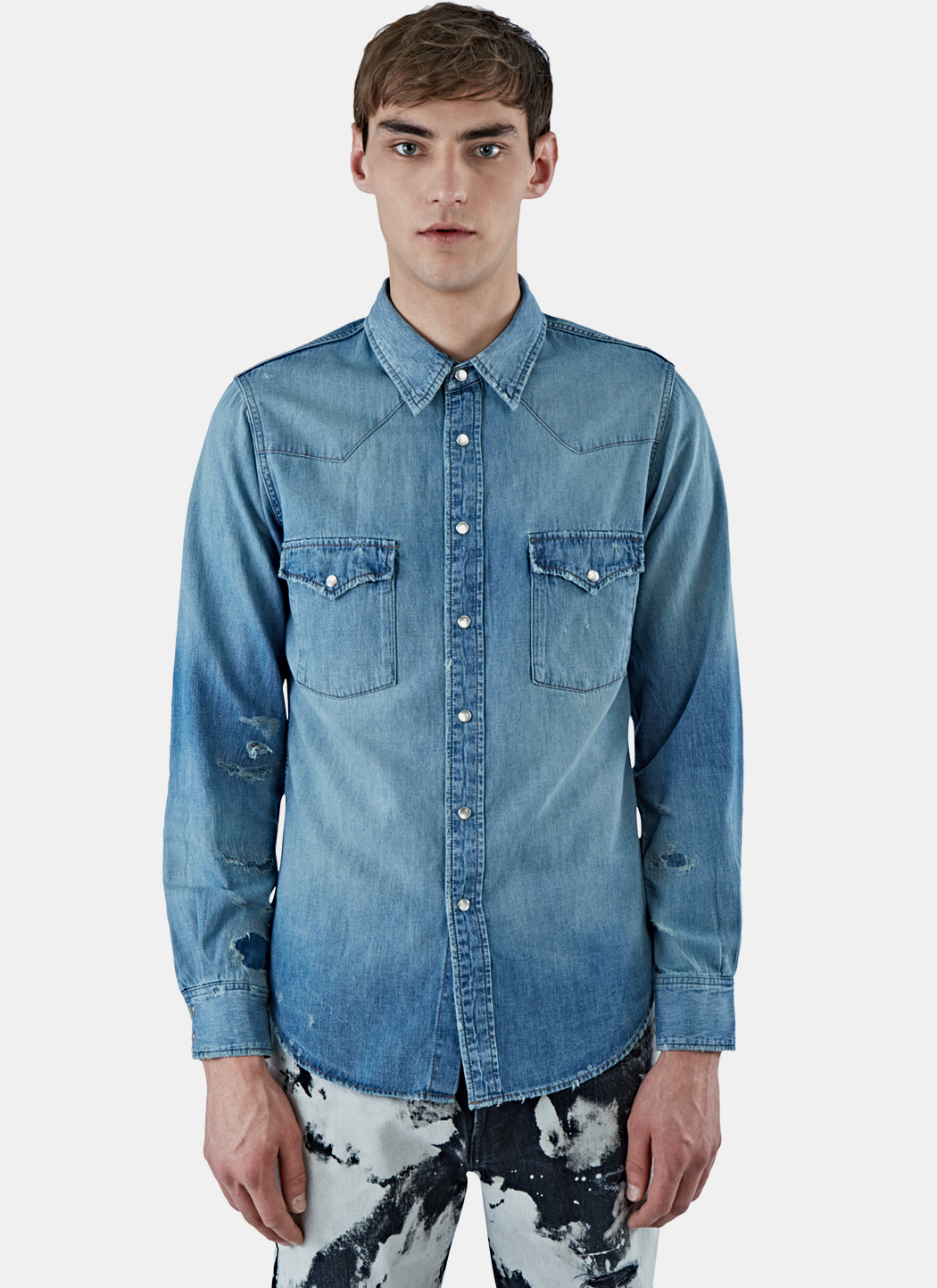 Men's saint clearance laurent denim shirt