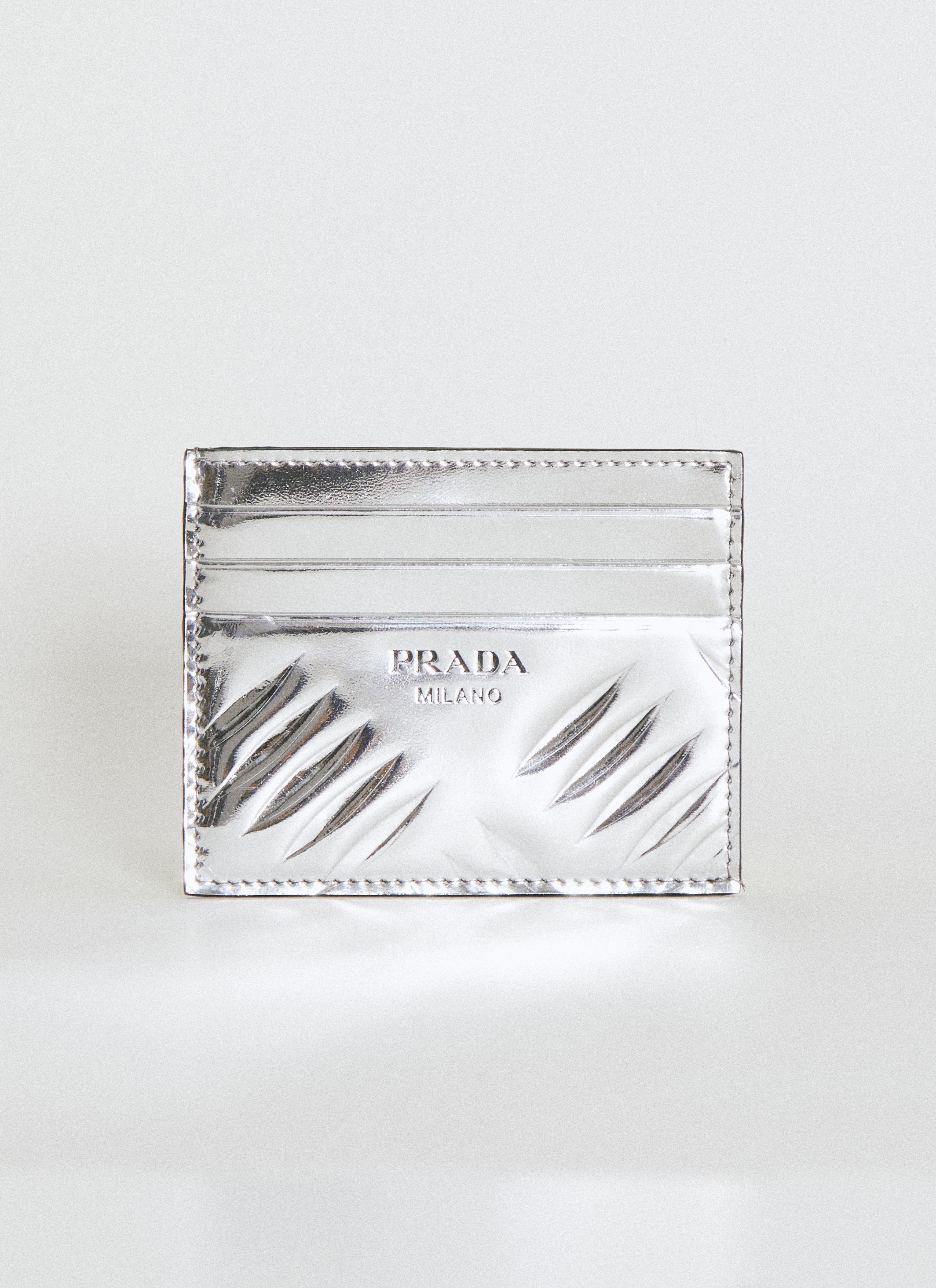 metallic quilted cardholder, Prada