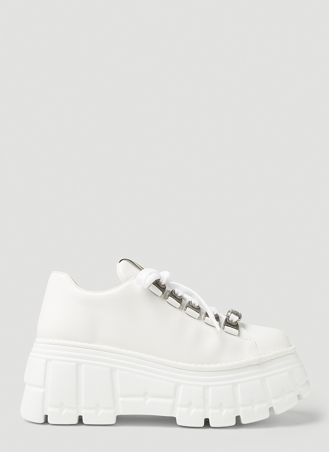 Miu Miu Lace Up Platform Shoes in White LN CC