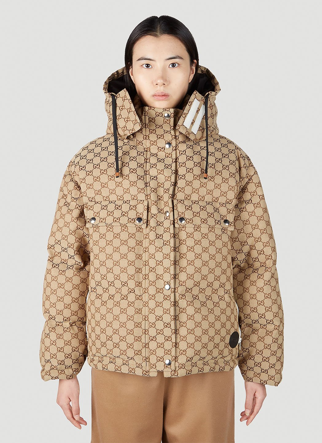 Gucci GG Down Puffer Jacket in Beige LN CC