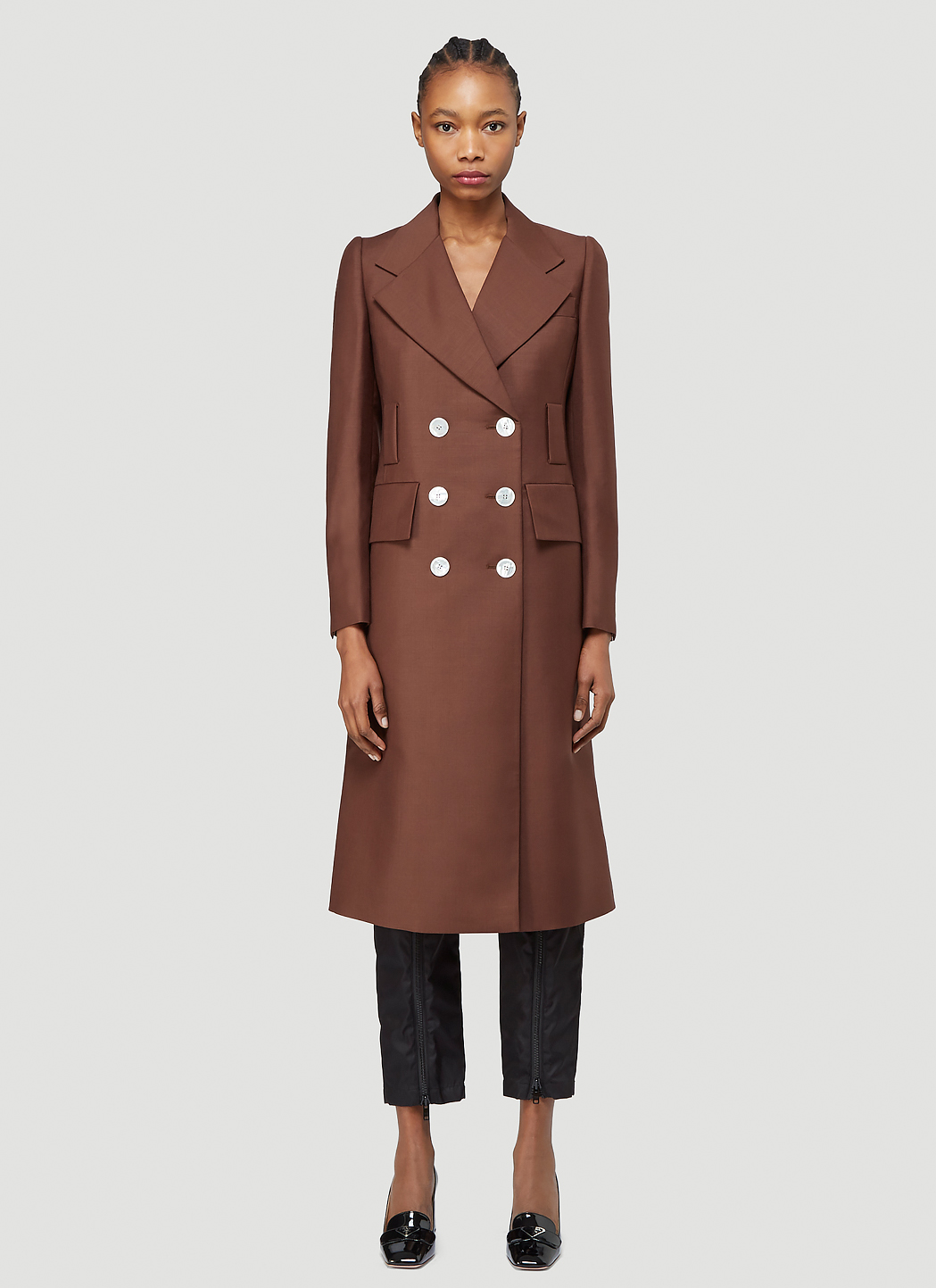 Double-Breasted Wool Coat in Brown | LN-CC