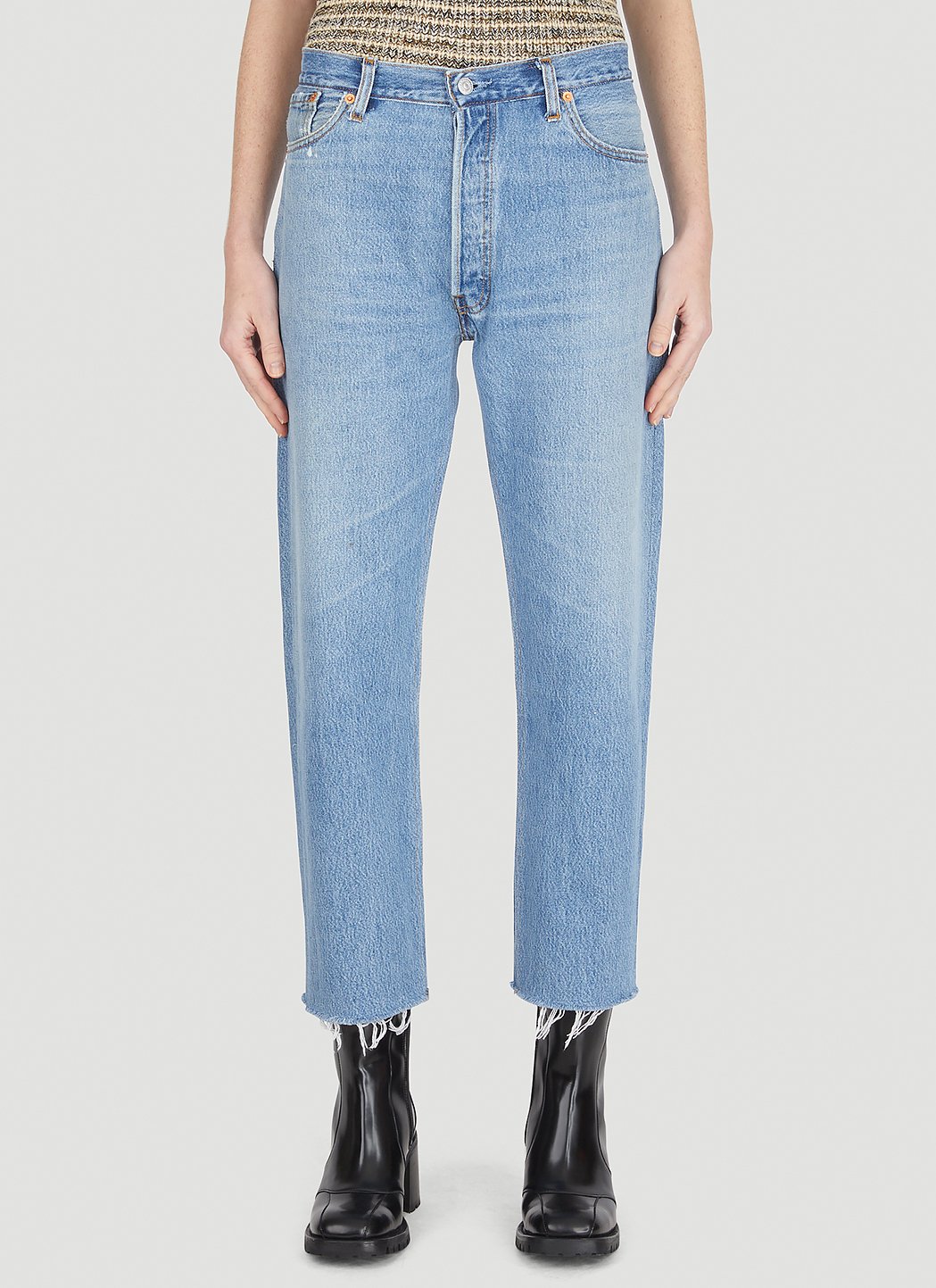 RE/DONE Women's Stove Pipe High Rise Jeans in Blue | LN-CC®