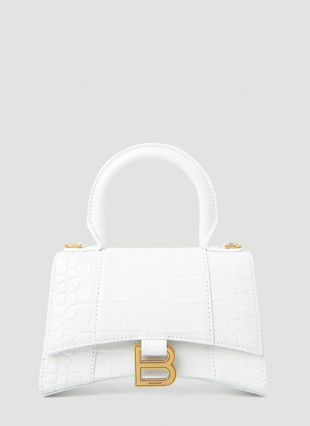 Womens Hourglass Small Handbag Crocodile Embossed in White  Balenciaga US