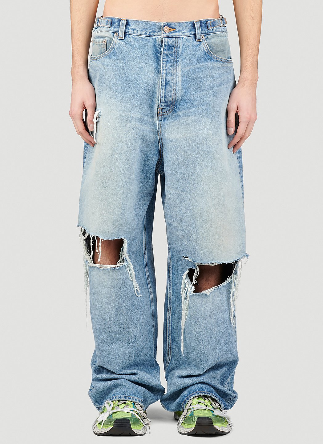 Balenciaga Men's' Destroyed Baggy Jeans in Blue | LN-CC®