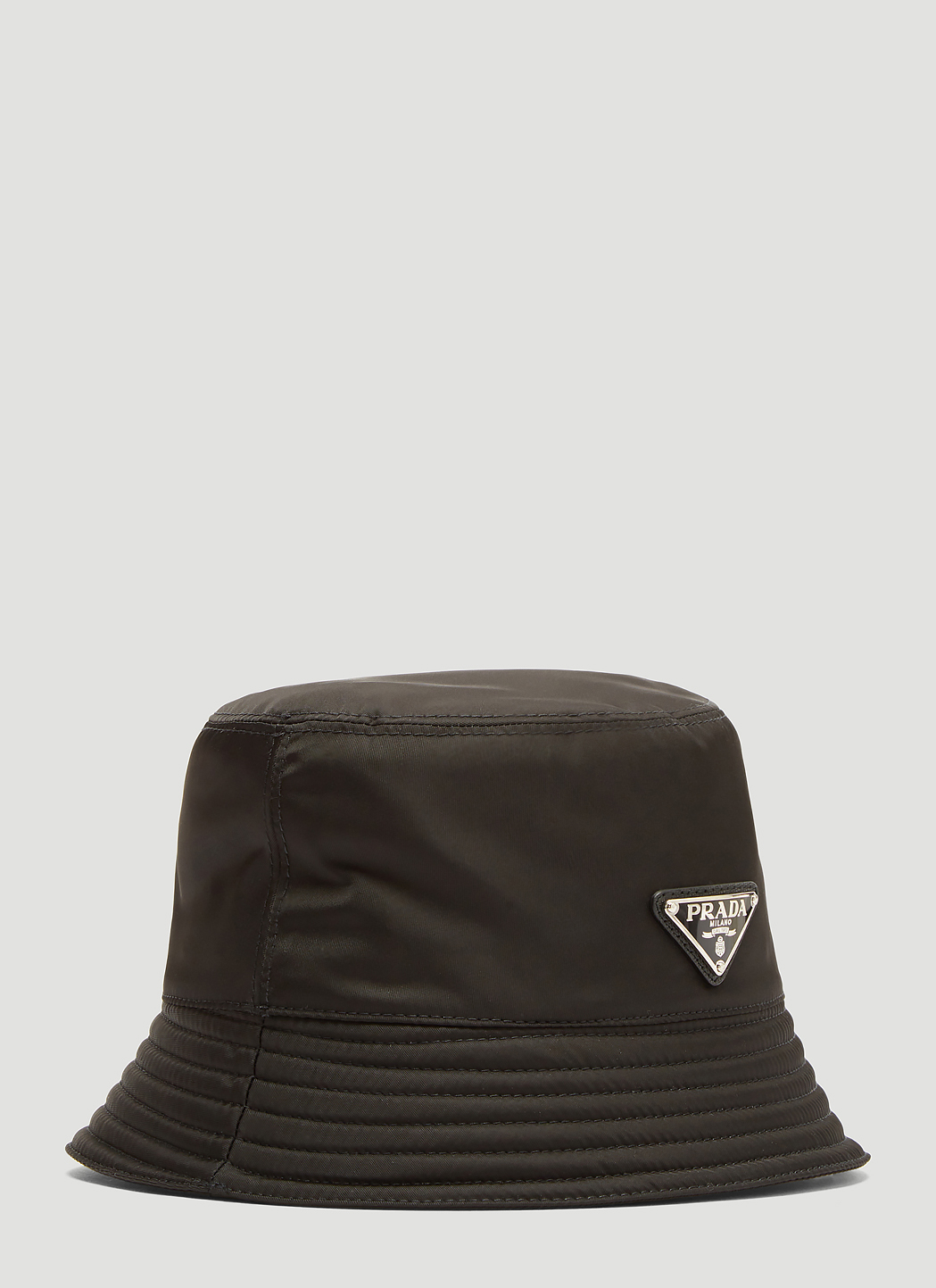 Prada Nylon Logo Bucket Hat in Black | LN-CC