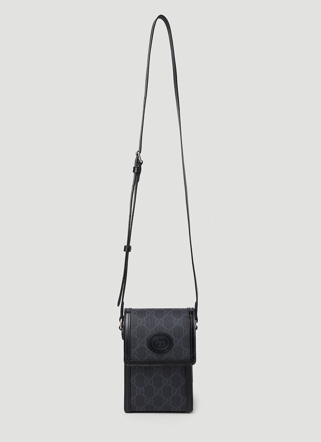 Gucci GG Embossed Leather Messenger Bag in Black for Men