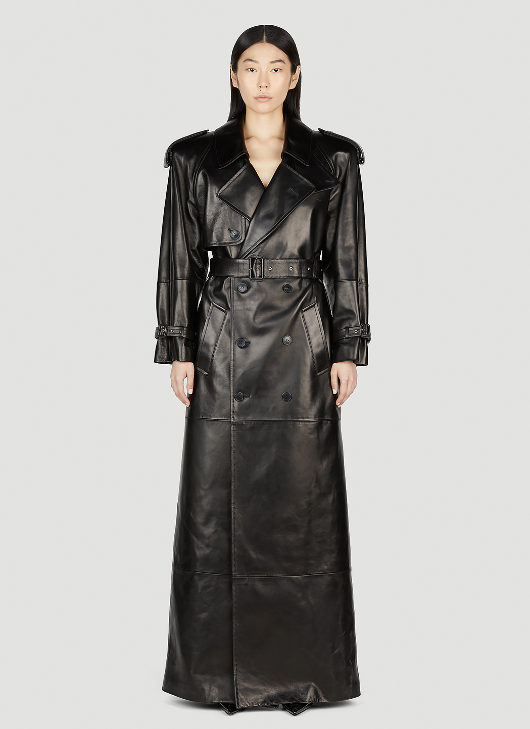 Saint Laurent Maxi Trench Coat in Black | LN-CC®