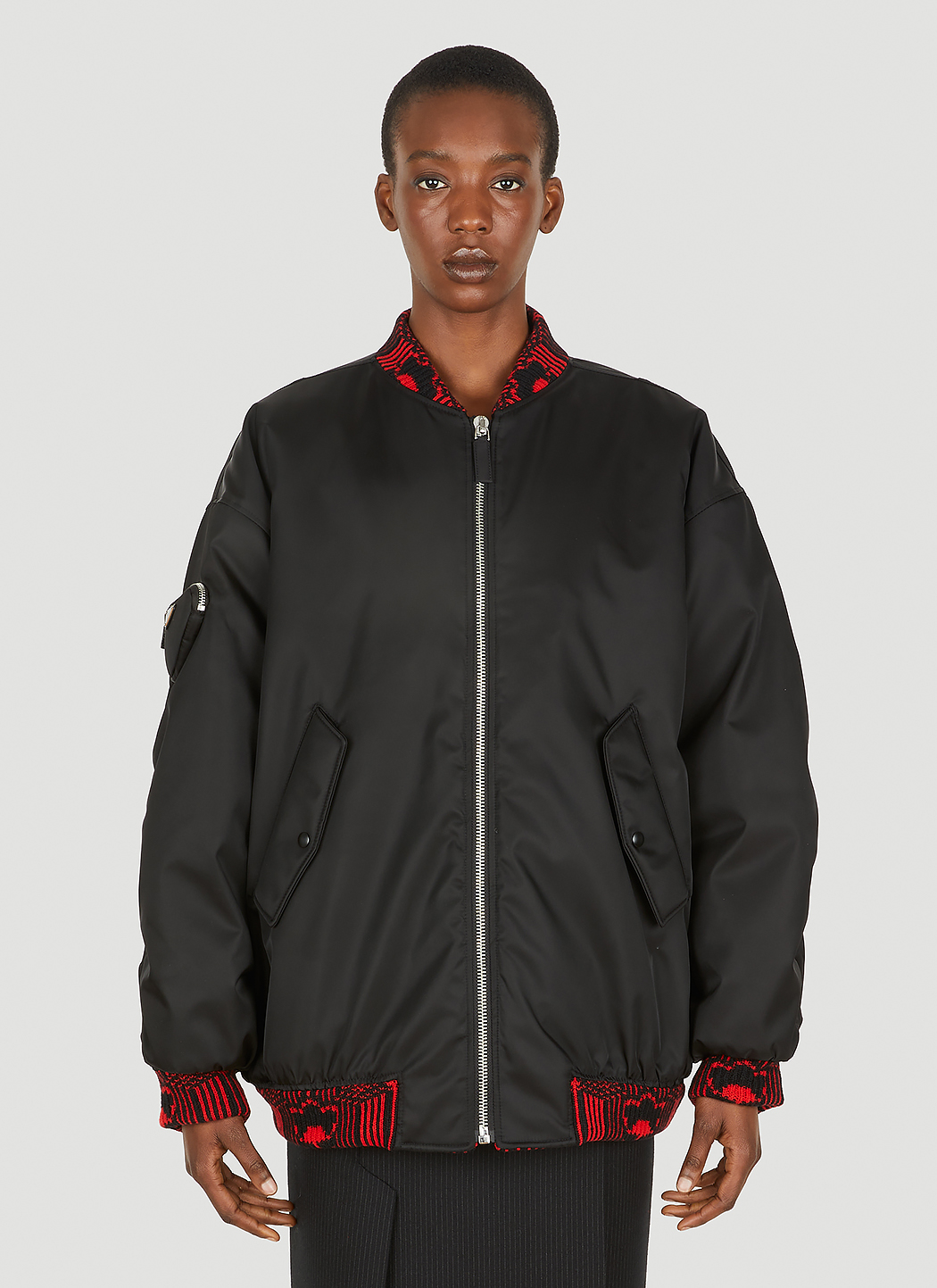 Prada Women's Re-Nylon Bomber Jacket in Black | LN-CC®