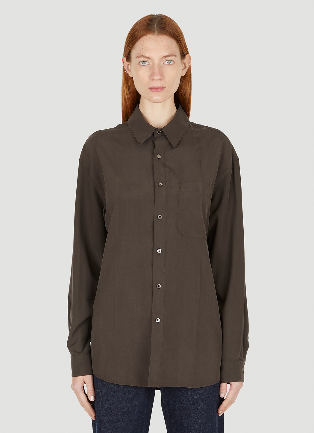 Lemaire Regular Collar Shirt in Brown | LN-CC