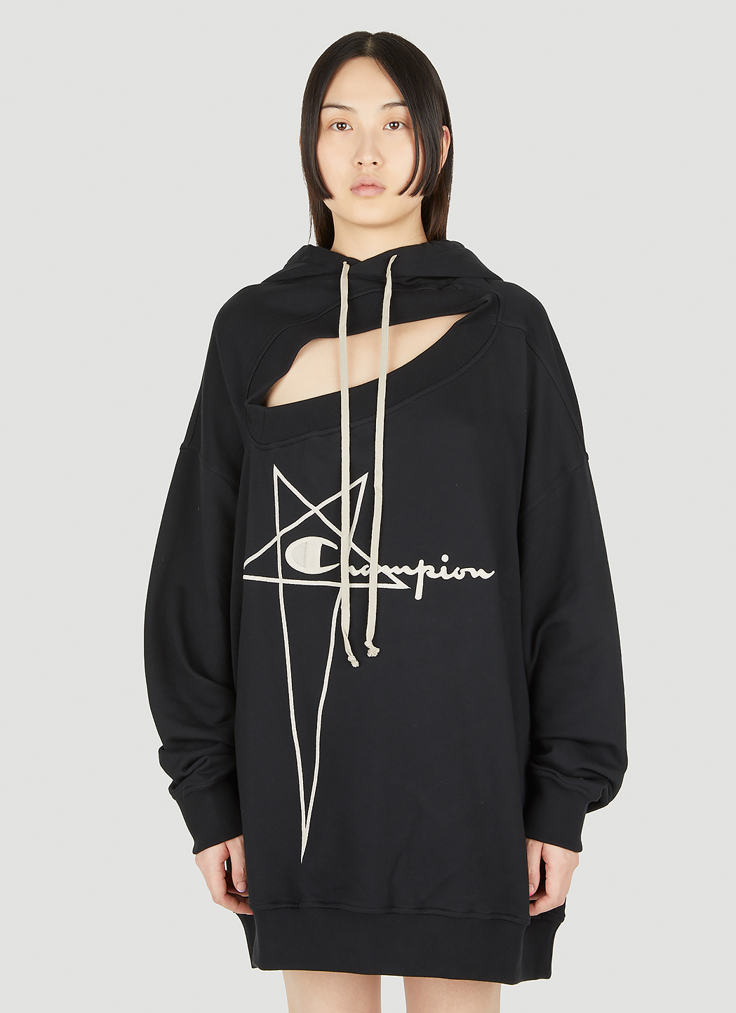 Rick Owens x Champion Women's Tommy Hooded Sweatshirt in Black