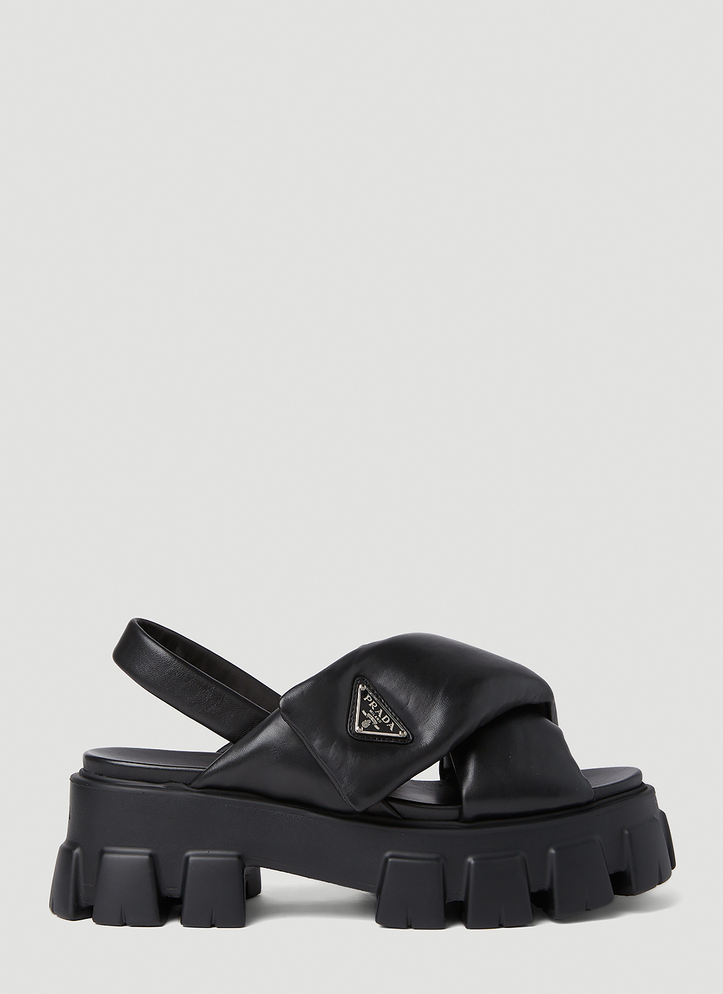 Prada Padded Track Sole Sandals in Black LN CC