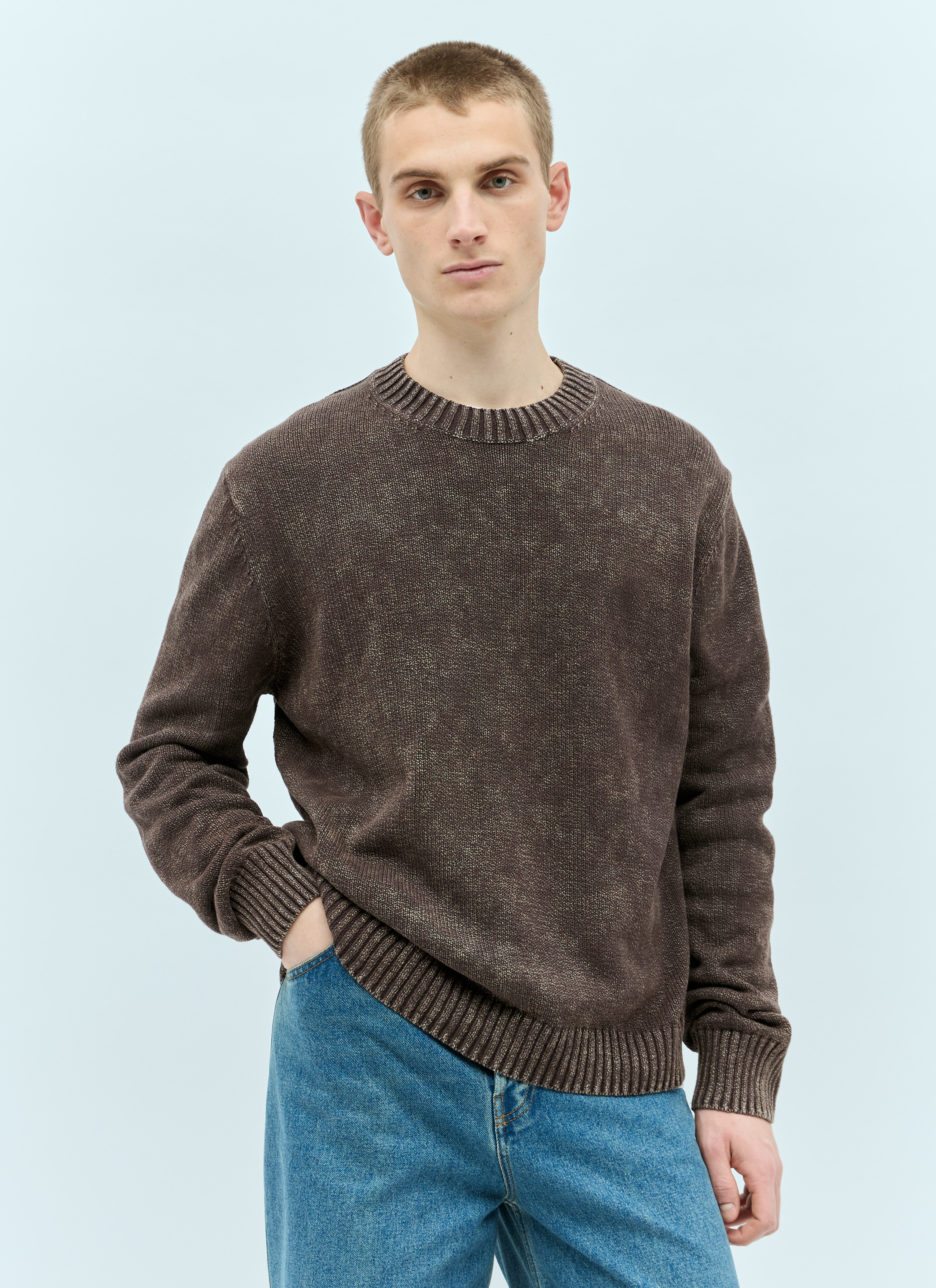 Acne Studios Men's Acid-Washed Knit Sweater in Brown | LN-CC®