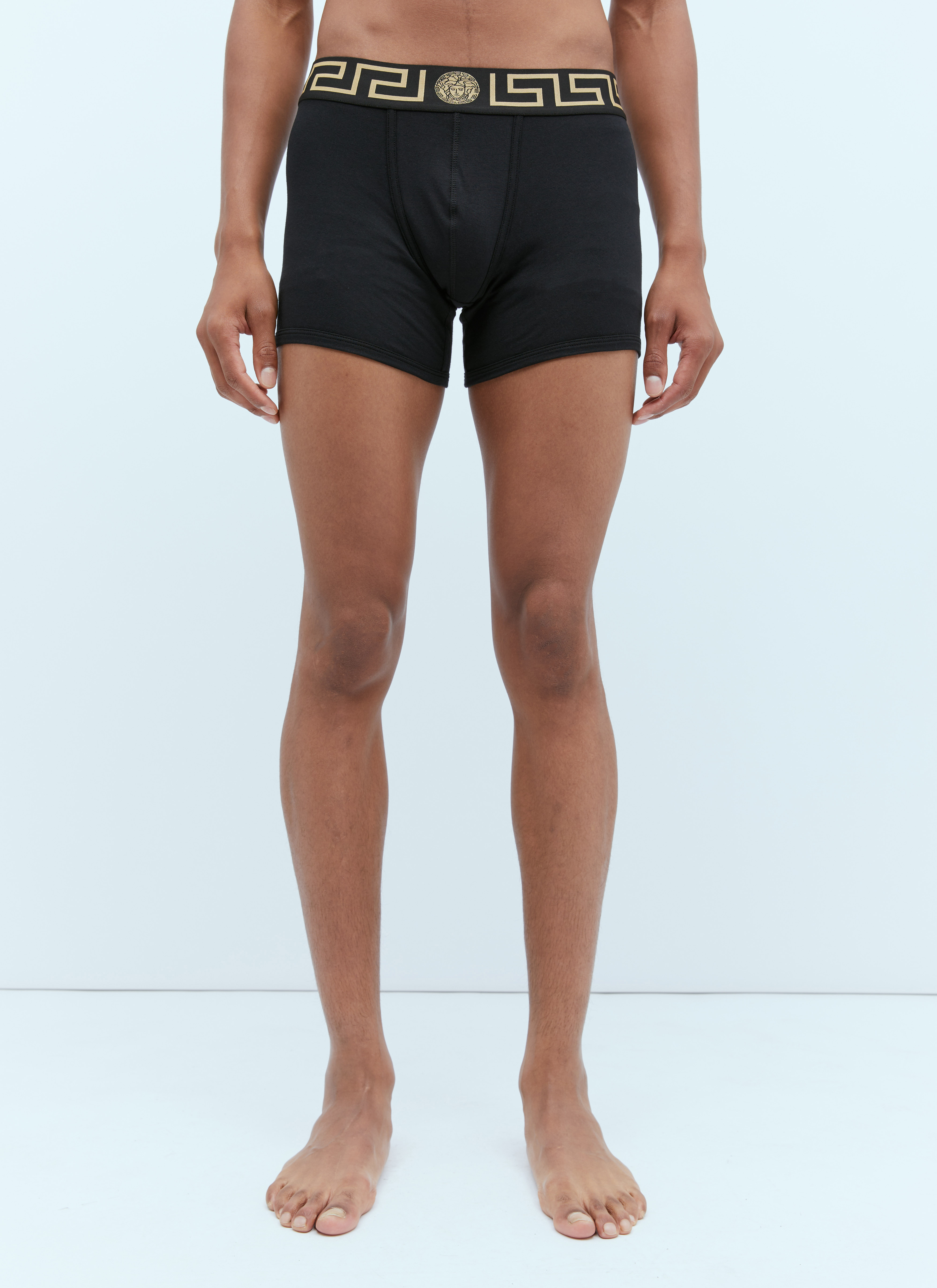 Versace Underwear Two-Pack & Gray Greca Border Boxers 'A91M-Black