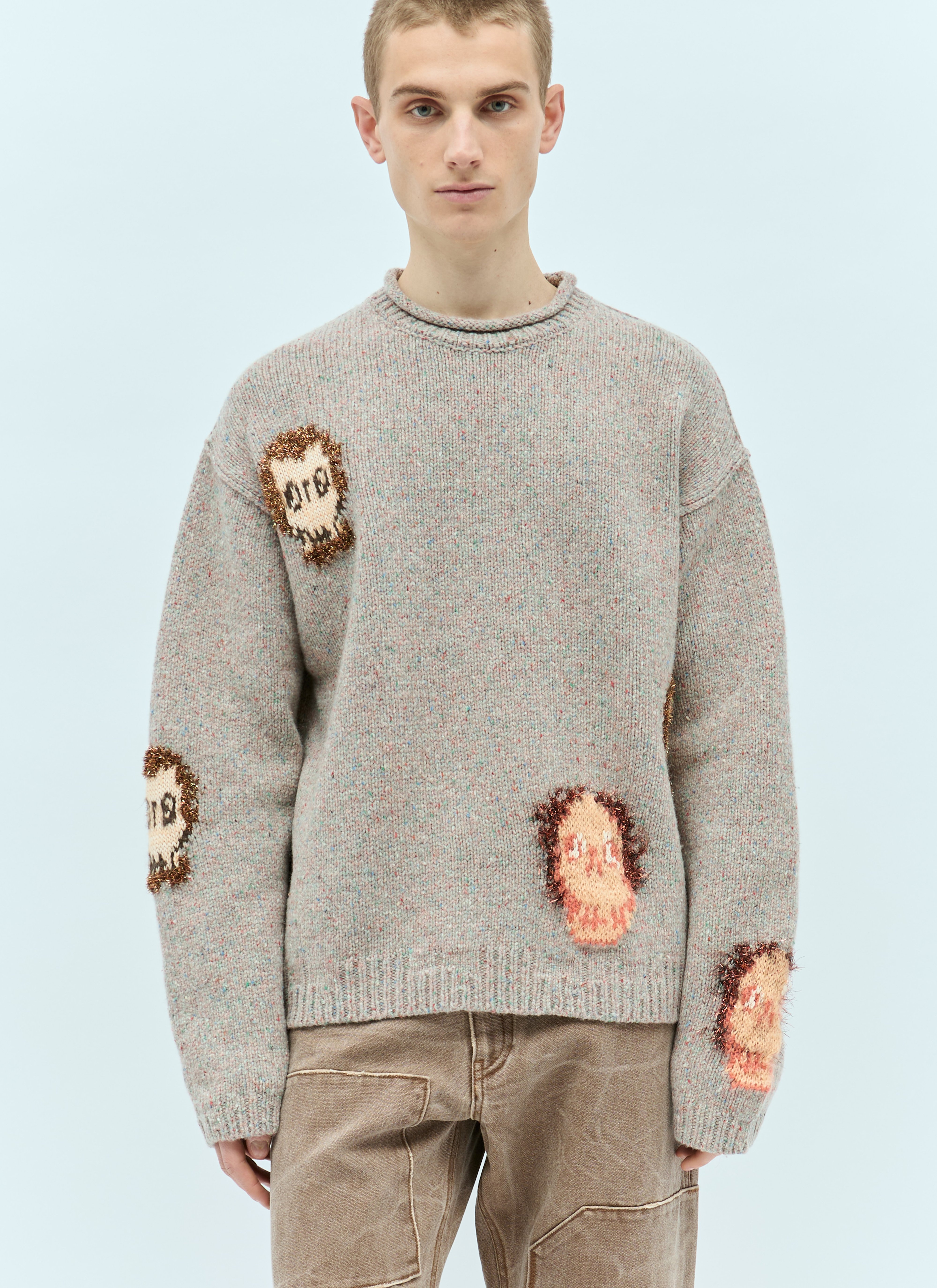 Acne Studios Men's' Jacquard Skull Sweater in Grey | LN-CC®