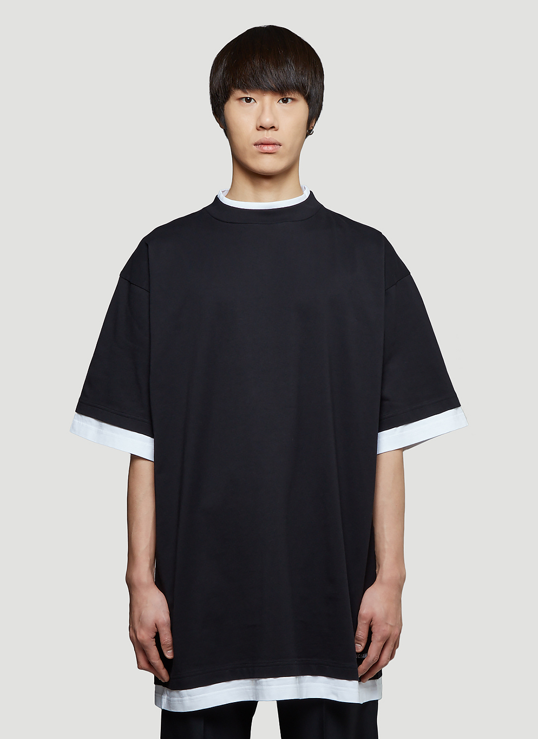 Balenciaga Men's Oversized Double-Layer T-Shirt in Black | LN-CC®