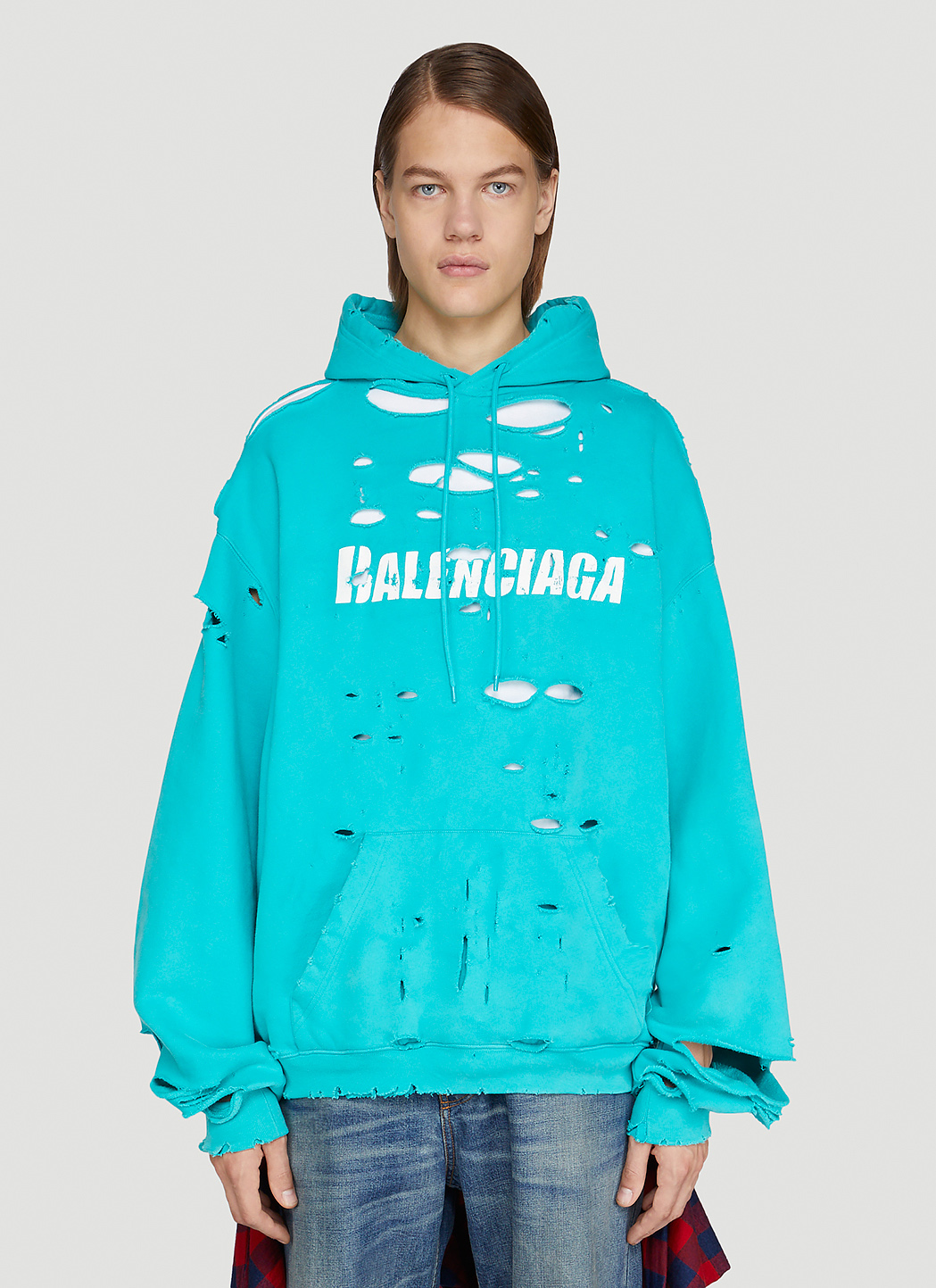 balenciaga receipt hoodie blue