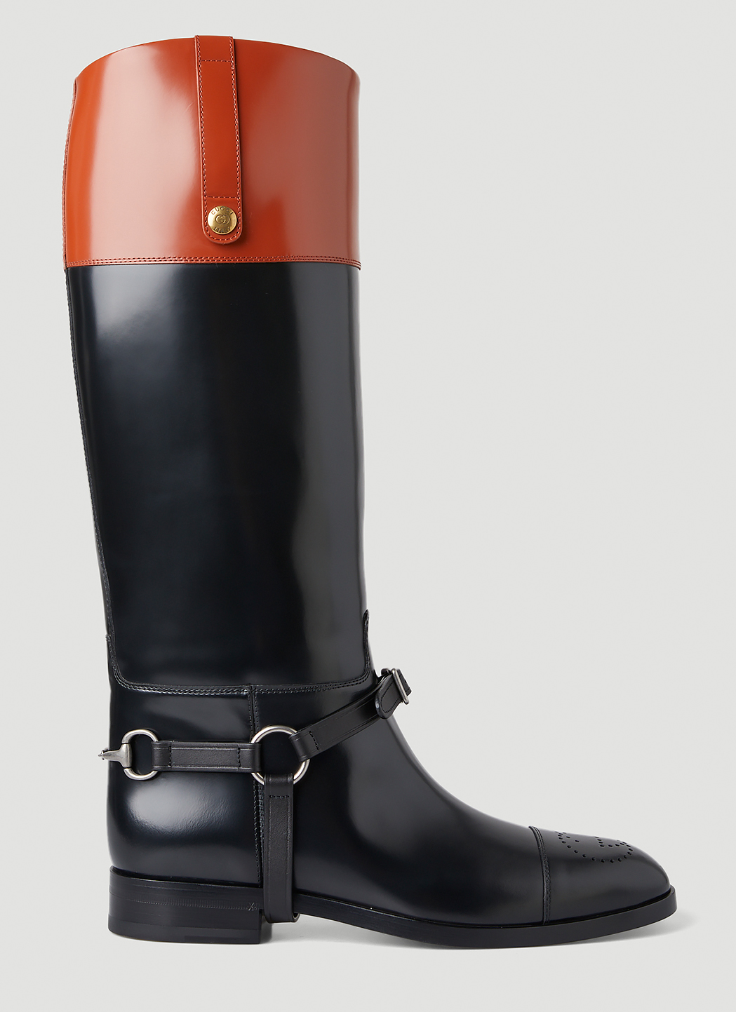 Gucci Men's Zelda Harness Knee High Riding Boots in Black | LN-CC®