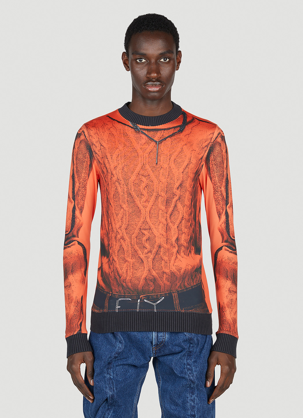 Y/Project x Jean Paul Gaultier Men's Trompe L'Oeil Top in Orange 