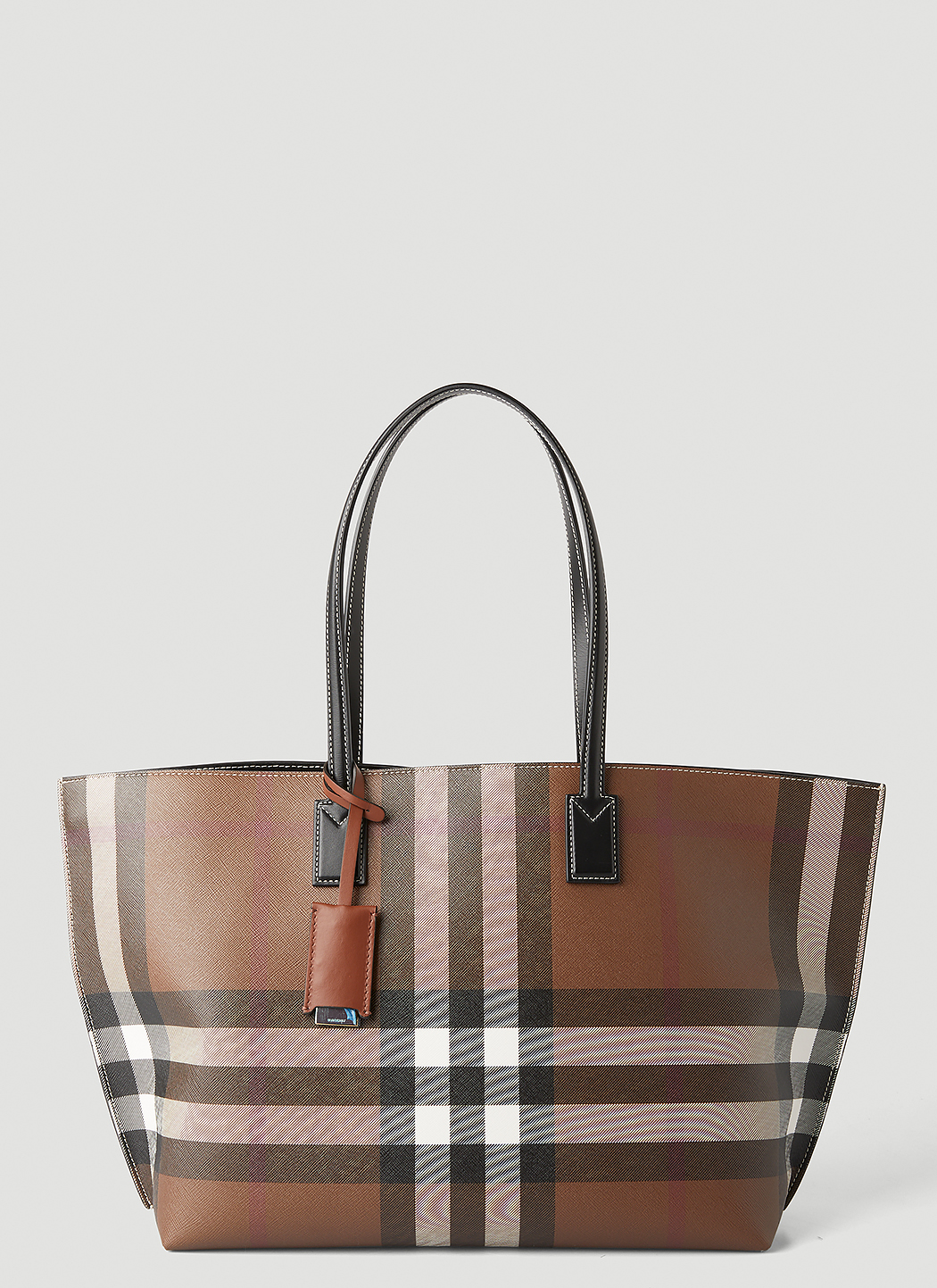 Burberry Check E-Canvas Tote Bag in Brown