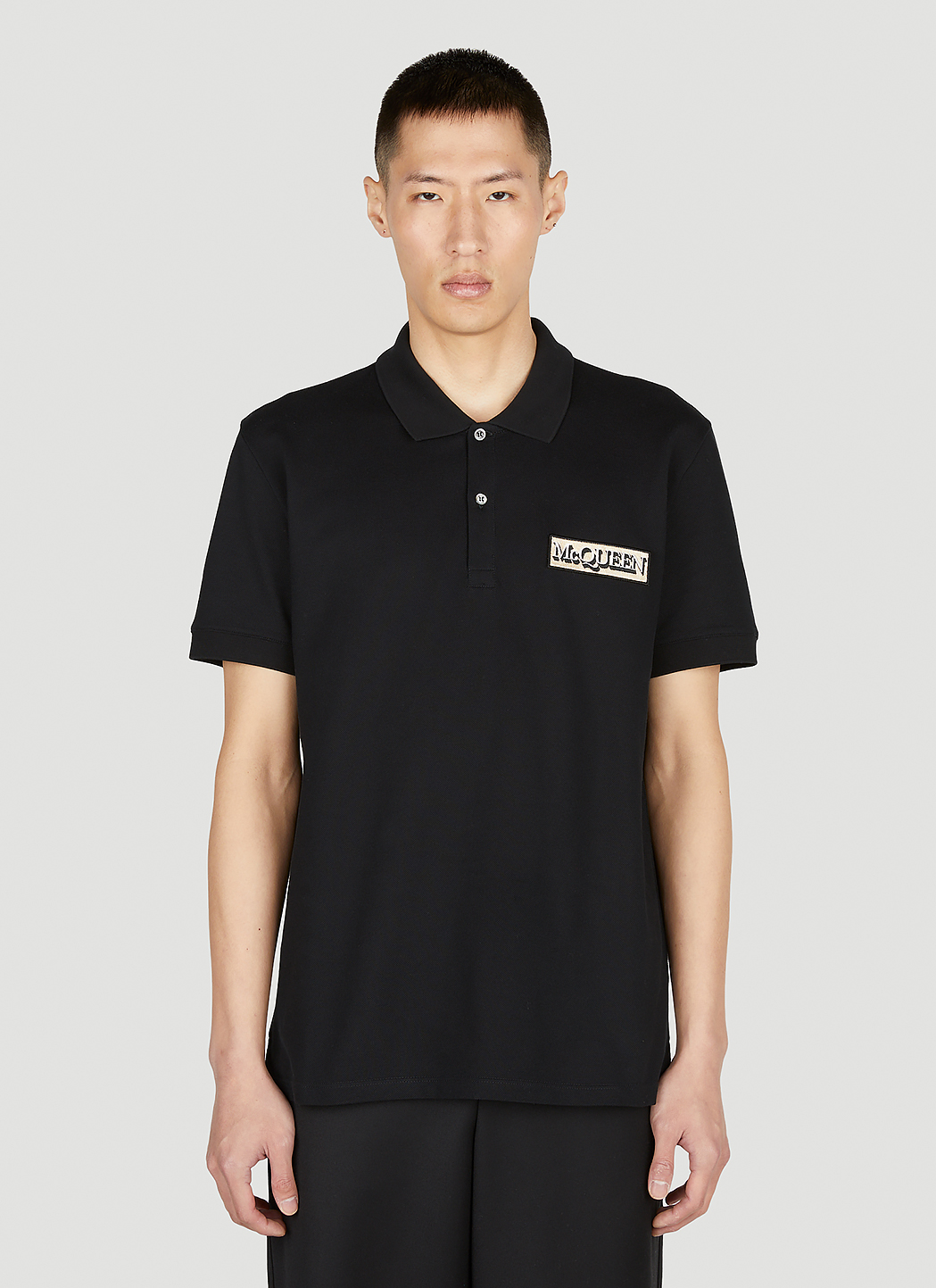 Alexander McQueen Men's Logo Patch Polo Shirt in Black | LN-CC®