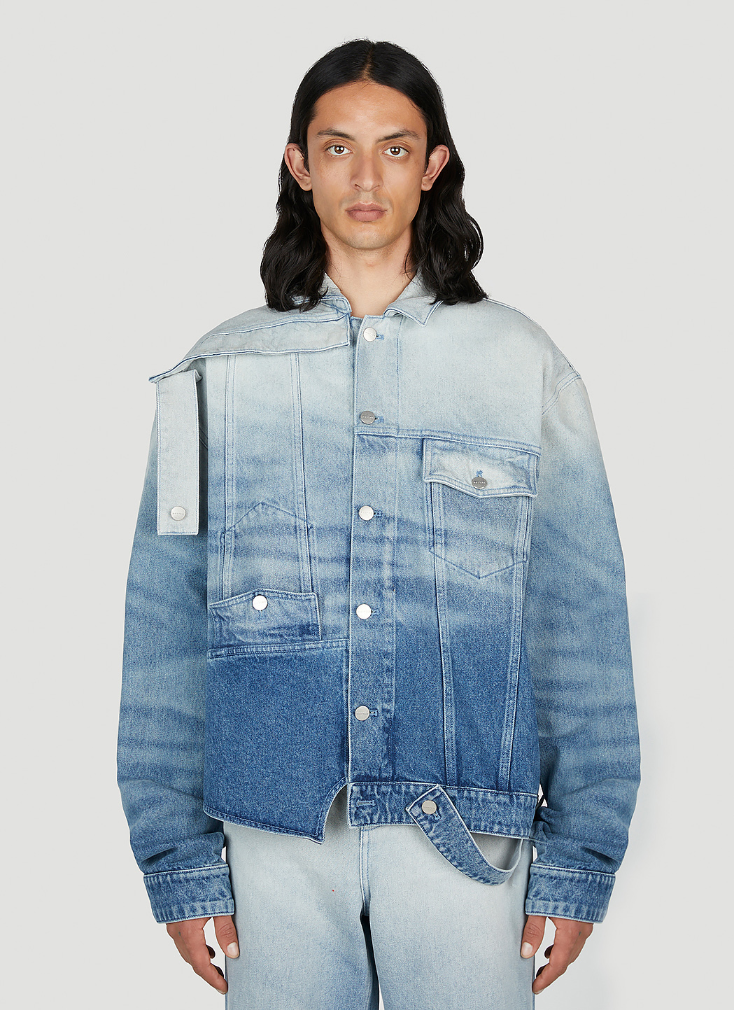 Fear of god on sale long denim jacket