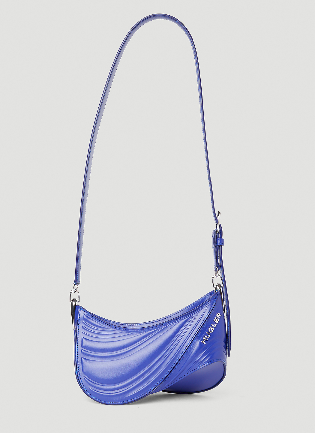 Small denim Spiral Curve 01 bag - Mugler fashion official