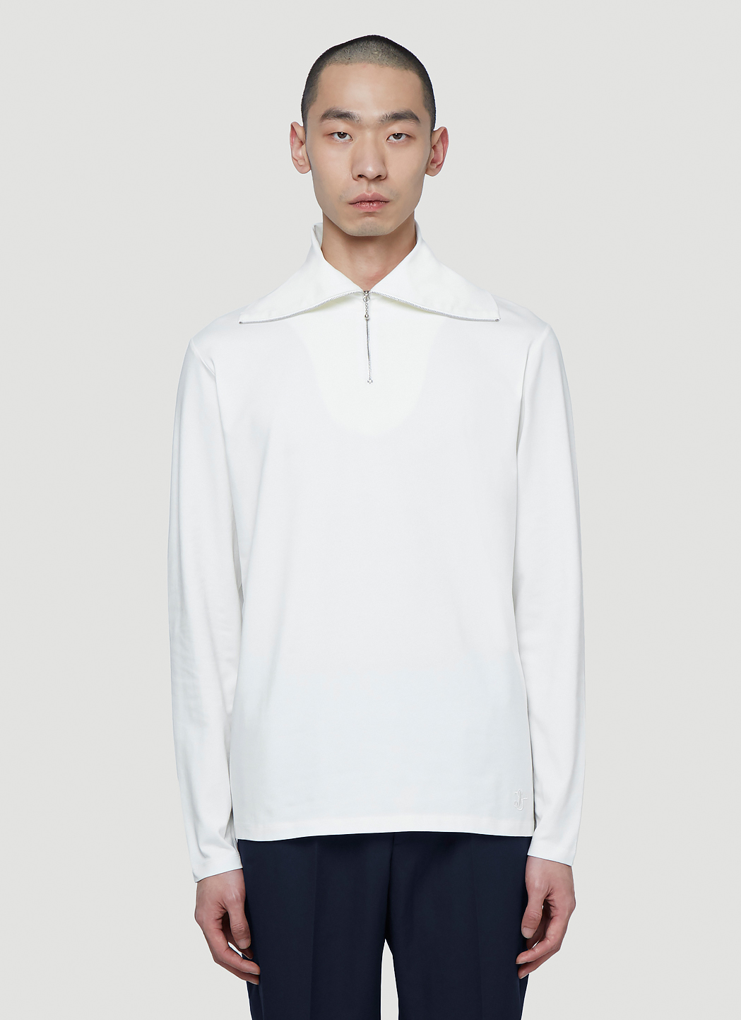 Jil Sander Unisex Half-Zipped Long Sleeve T-Shirt in White | LN-CC®