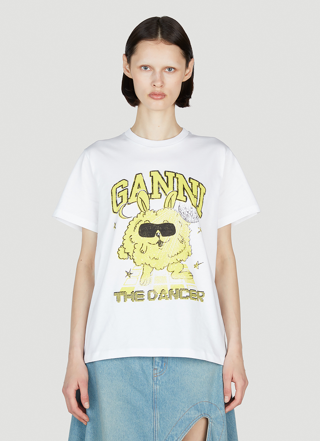 over bryder daggry Hovedløse GANNI Dance Bunny Short Sleeve T-Shirt in White | LN-CC®