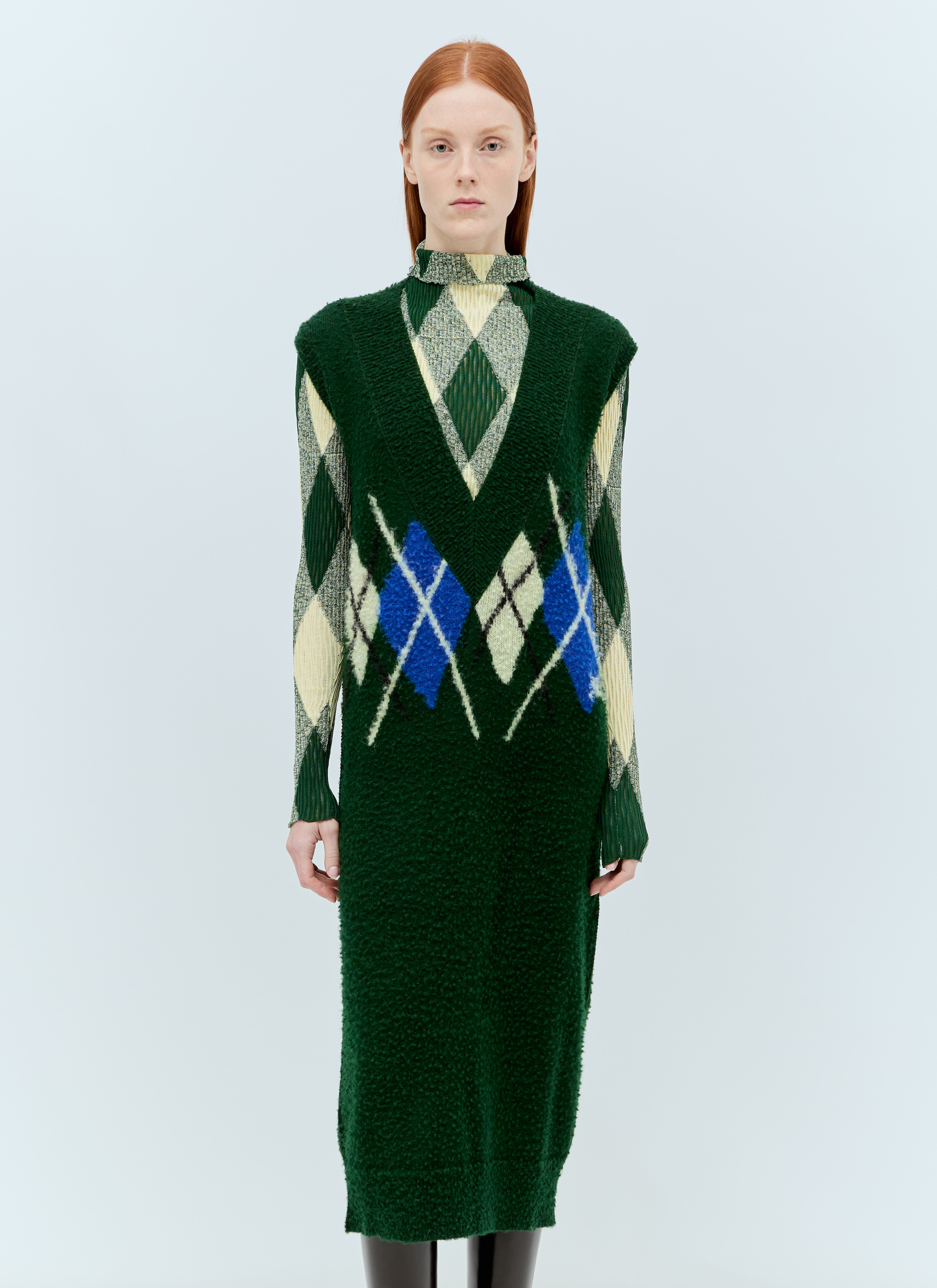 Burberry Women s Argyle Wool Vest Dress in Green LN CC