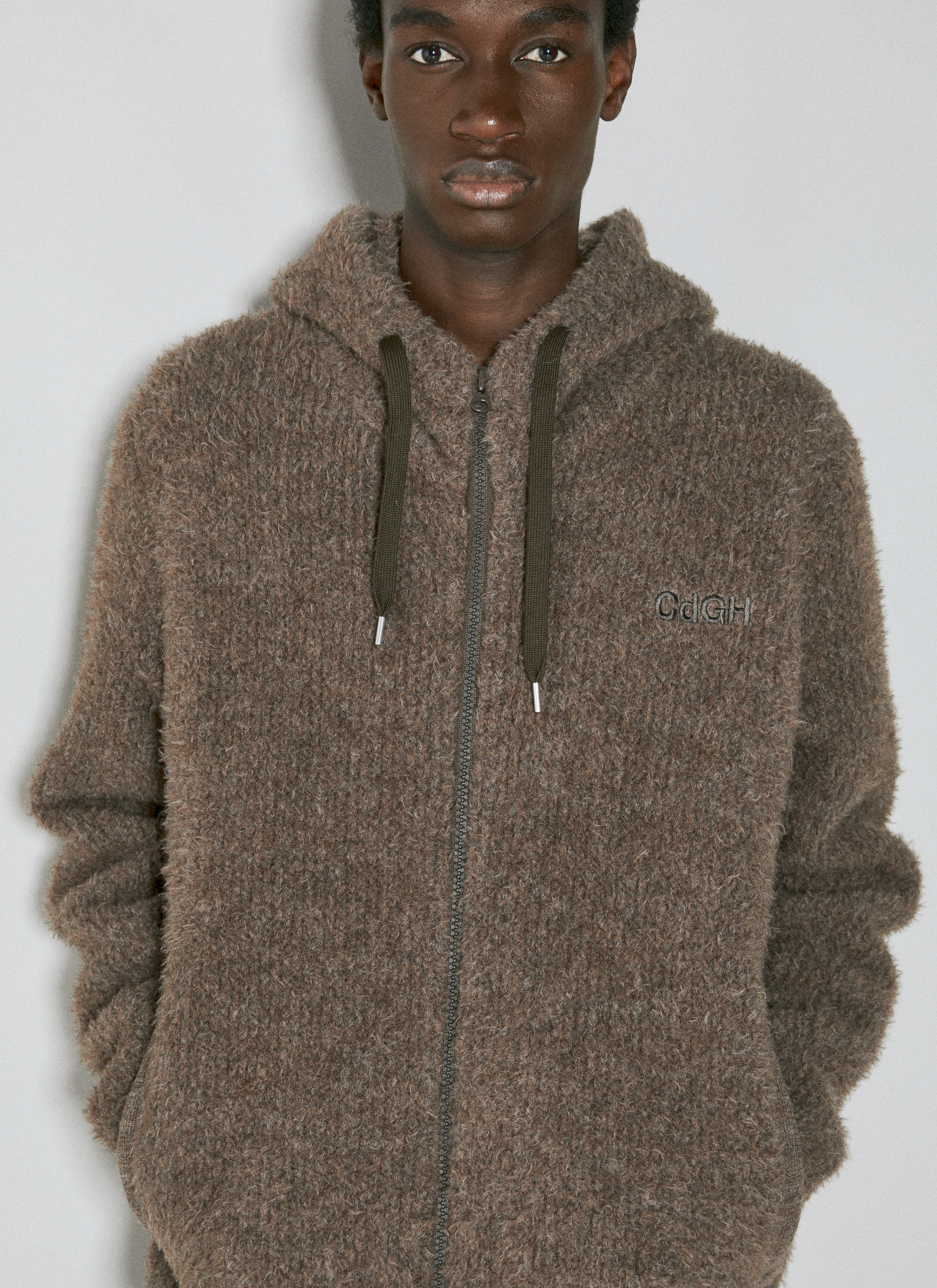 Comme des Garçons Homme Fluffy Knit Hooded Zip-Up Sweatshirt