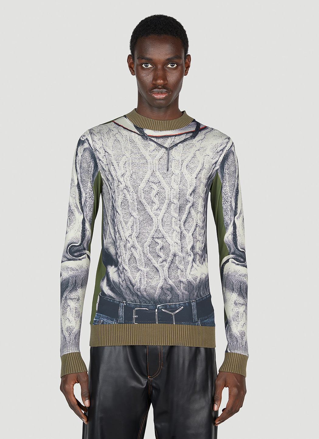 Y/Project x Jean Paul Gaultier Men's Trompe L'Oeil Cable Knit Top 