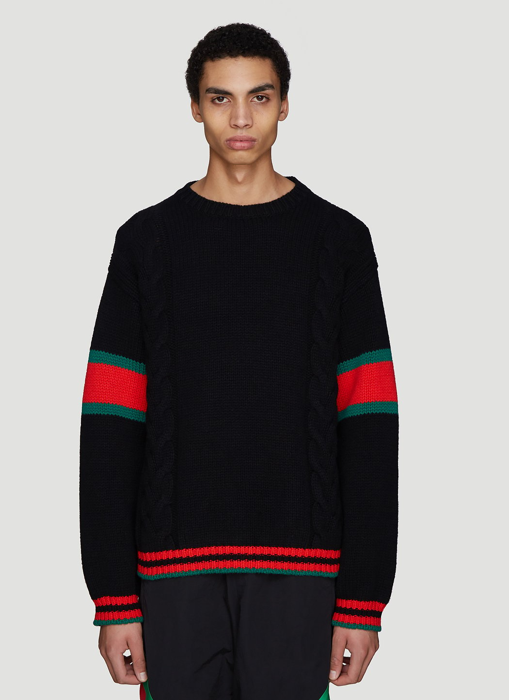 Gucci Oversized Cable Knit Sweater in Black | LN-CC