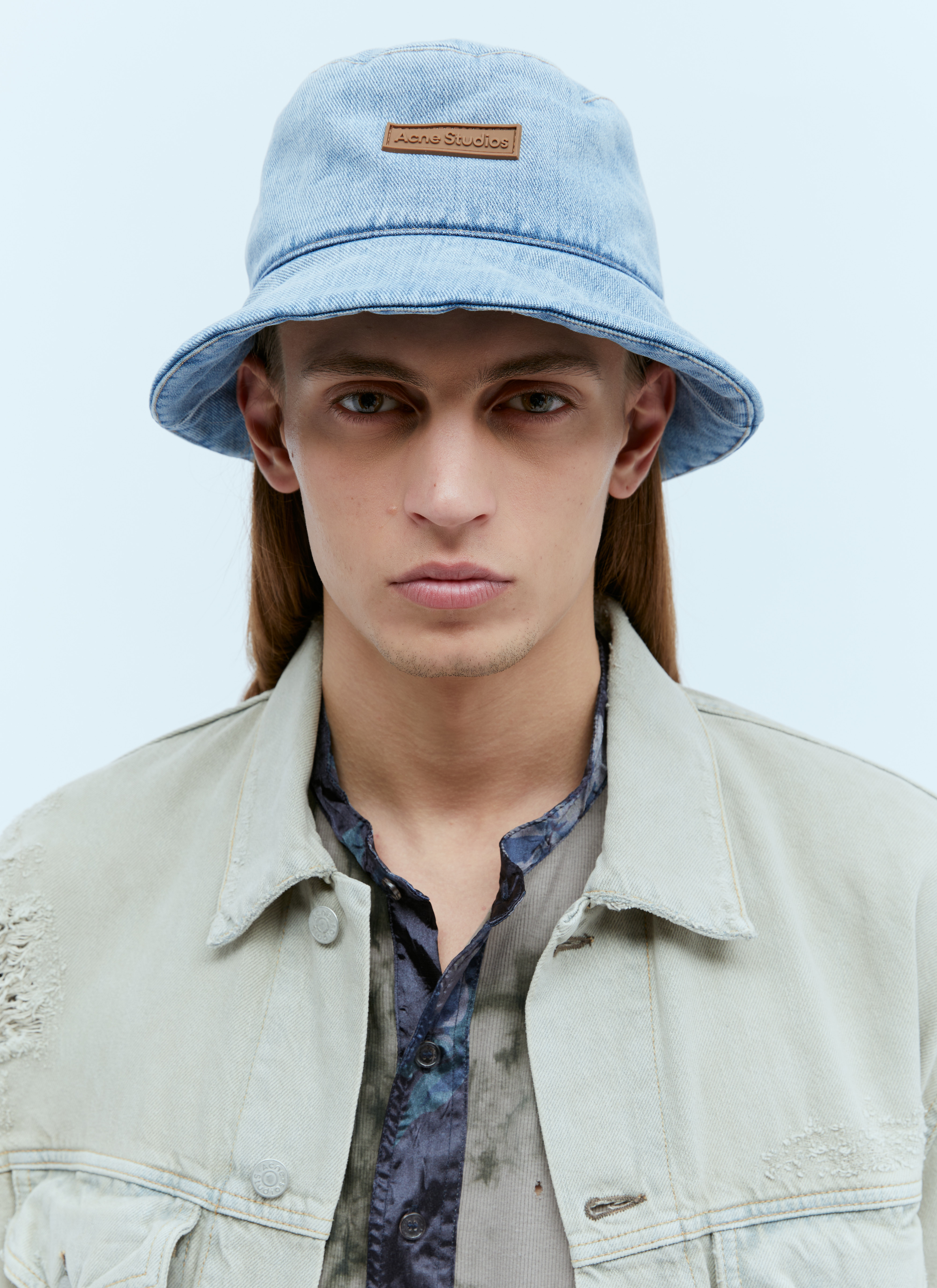 Acne Studios Logo Patch Denim Bucket Hat in Blue | LN-CC®