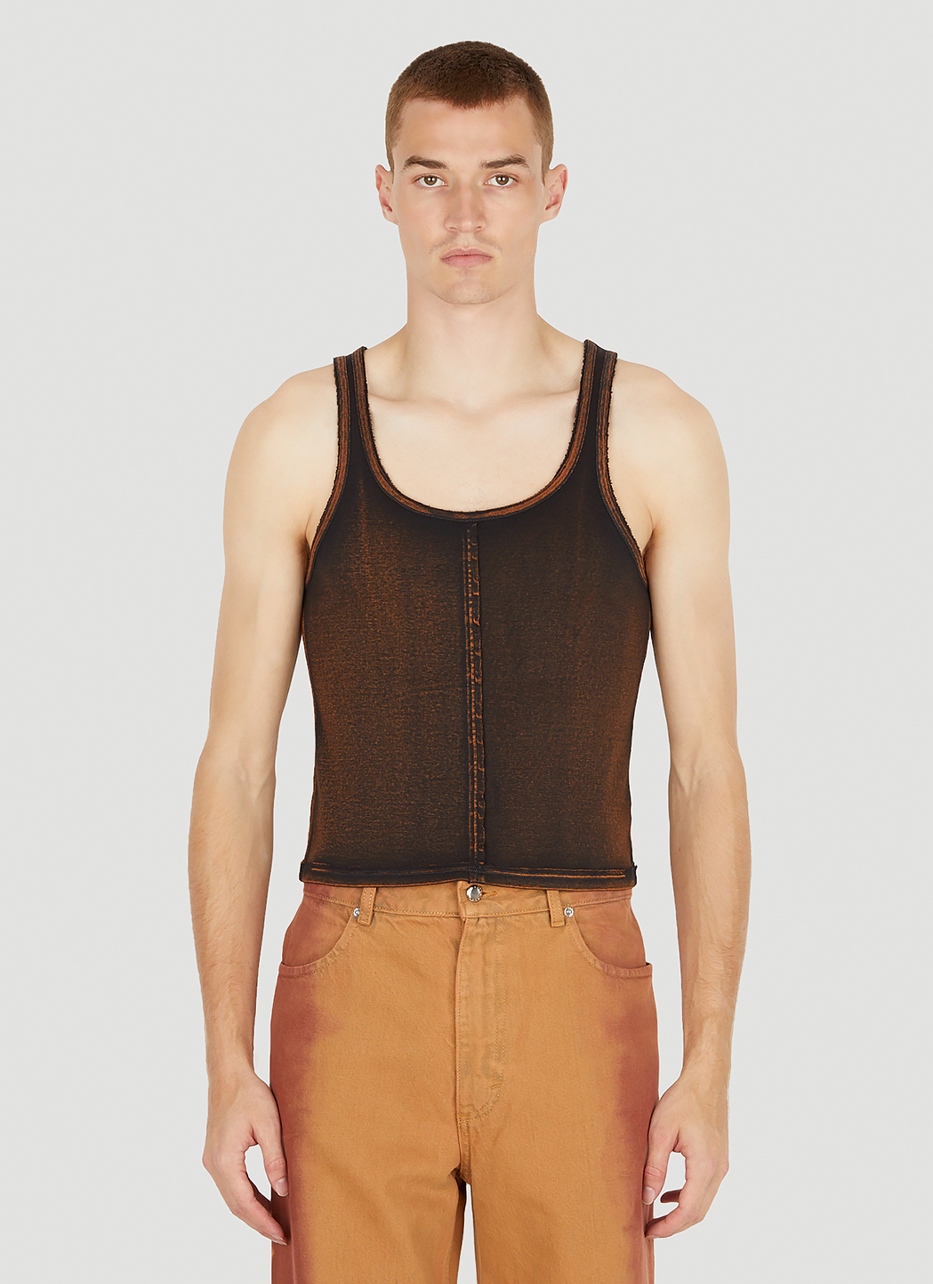 Eckhaus Latta Lapped Tank Top in Brown | LN-CC