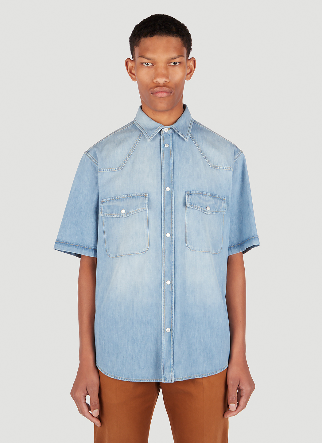 G-appliqué denim shirt | Gucci