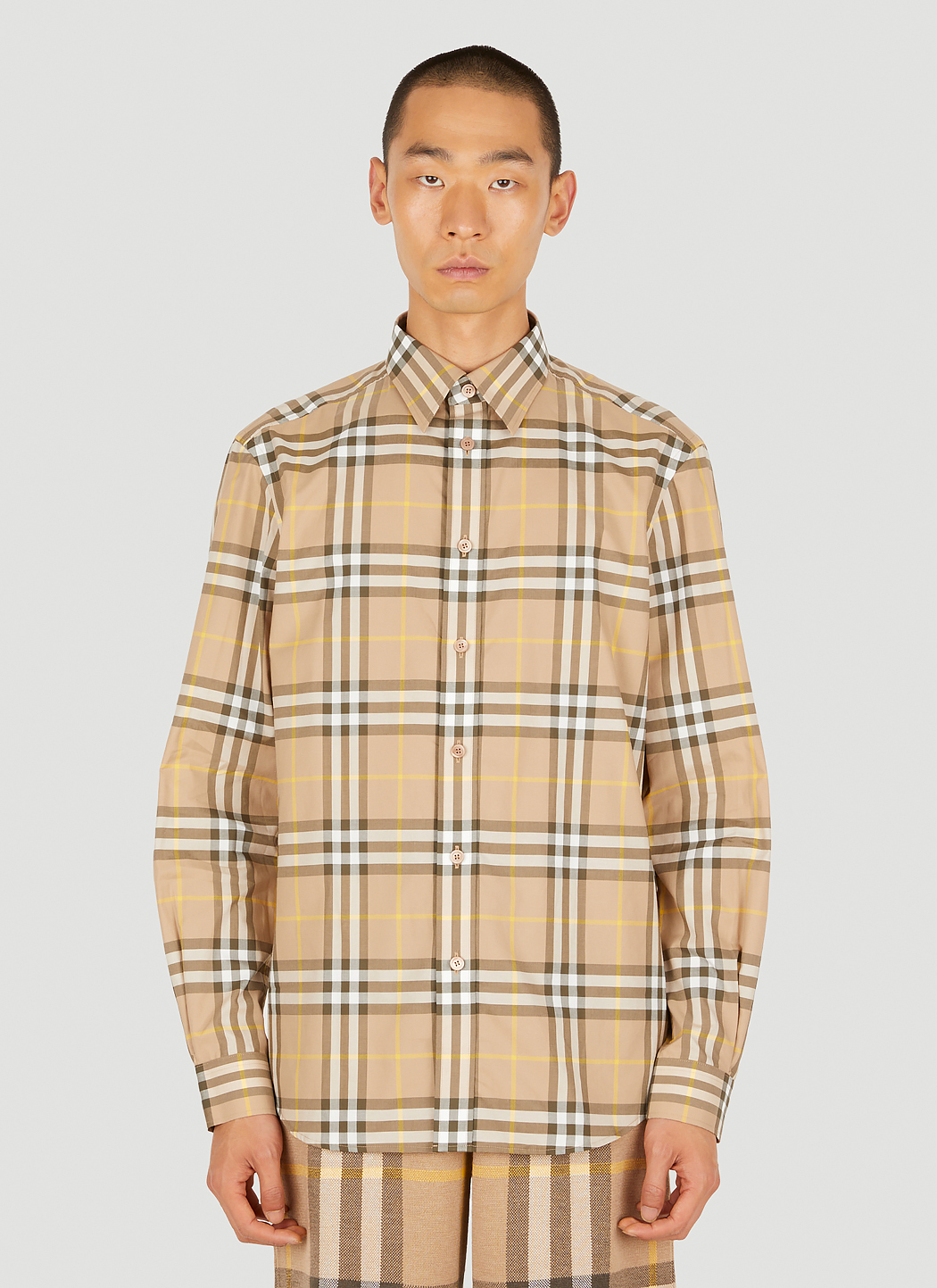 Burberry beige cheap check shirt